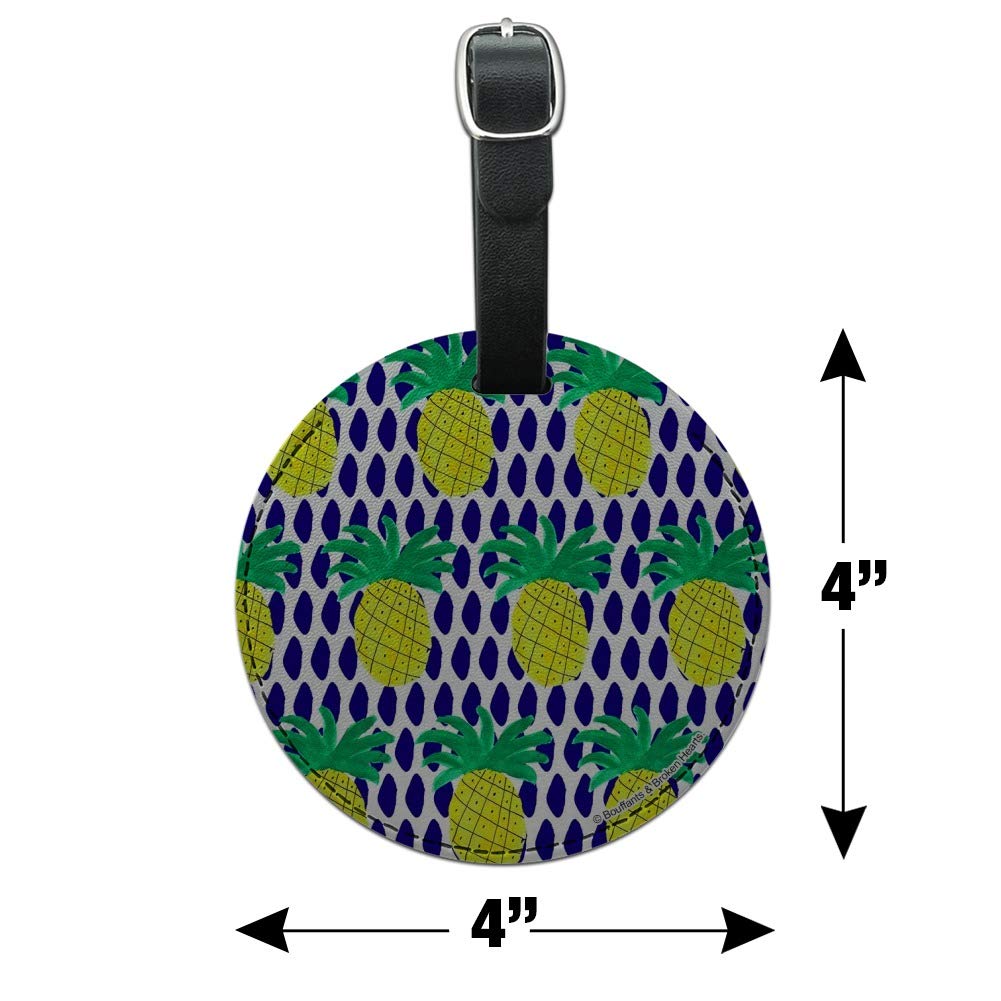 Stylish Pineapple Round Leather Luggage Tag - Durable Suitcase ID Card Holder for Travel Bags - Perfect for Carry-Ons, Checked Luggage & Backpack Identification