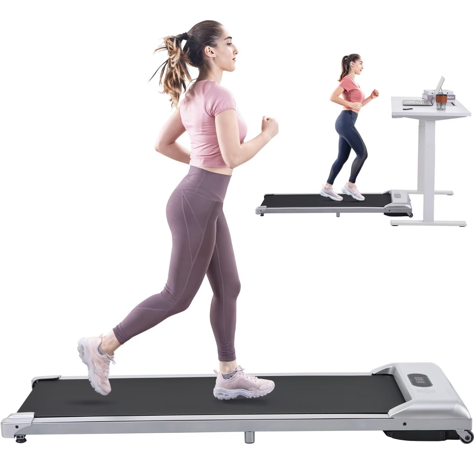 Under Desk Treadmill with Bluetooth Speaker - 3-in-1 Portable Walking Pad, No Installation Required, 300 lbs Weight Capacity for Home & Office Use - Perfect for Workouts, Walking While Working, or Home Gym Fitness