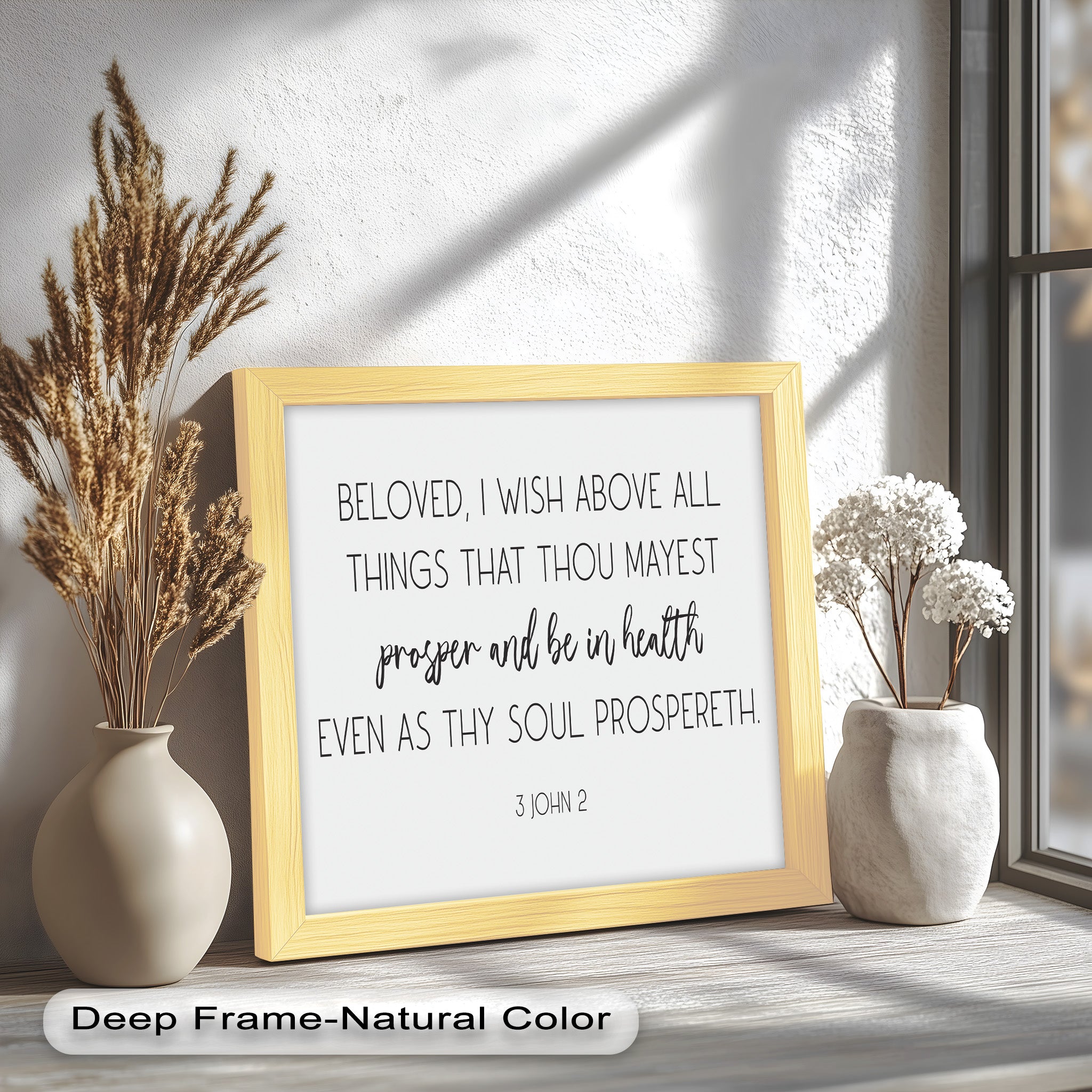 3 John 2 Bible Verse Wall Art - Christian Scripture Oil Painting for Home Decor & Church Gifts