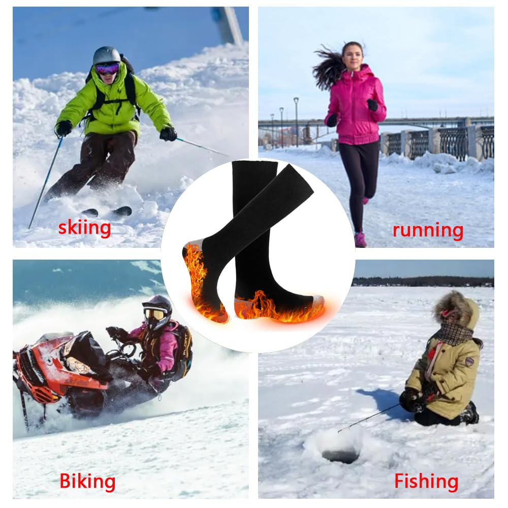 Best Heated Socks for Men & Women - APP Controlled Temperature Adjustment - 11 Hours Long-Lasting Warmth - Perfect for Winter Outdoor Activities: Camping, Fishing, Biking, Skiing, Skating, Hunting & Hiking - Stay Warm in Cold Weather