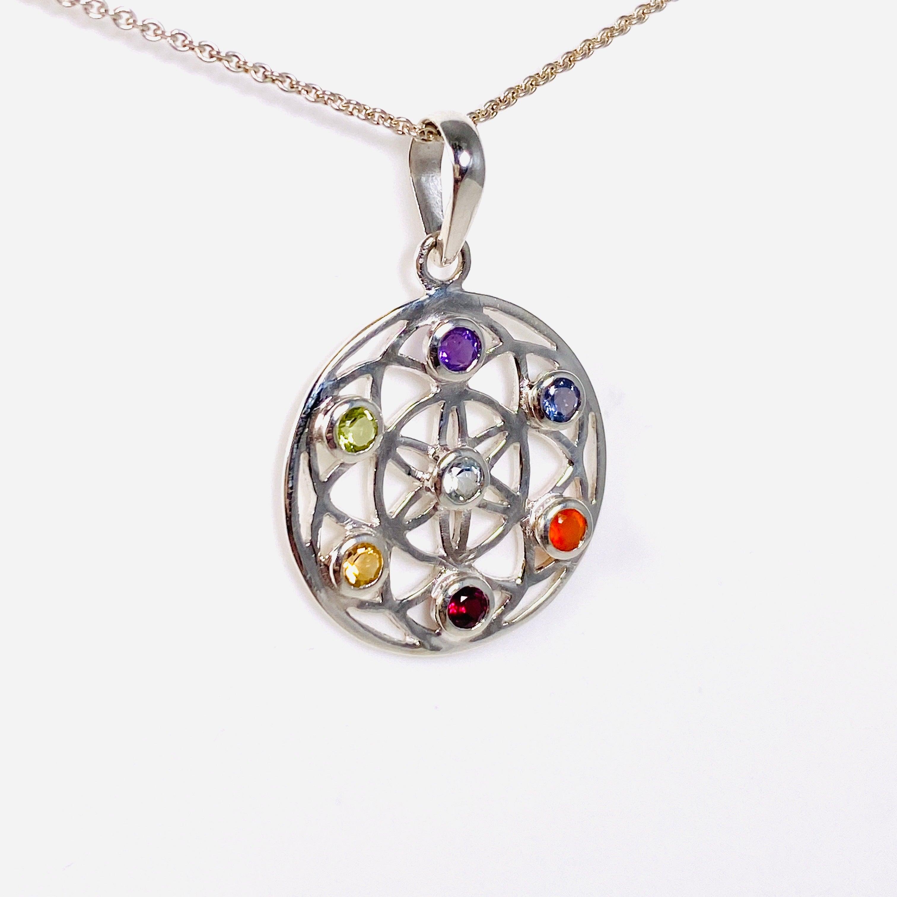Chakra Healing Pendant PF729 - 7 Chakra Stone Necklace for Meditation, Yoga & Spiritual Balance | Perfect Gift for Energy Healing & Mindfulness