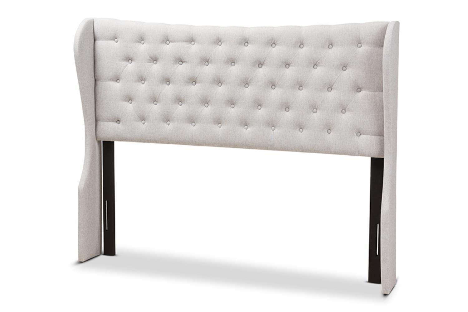 Baxton Studio Cadence Modern Fabric Button-Tufted Winged Headboard - Queen Size, Greyish Beige Upholstered Bed Frame Headboard for Bedroom Decor | Perfect for Master Bedroom, Guest Room & Apartment
