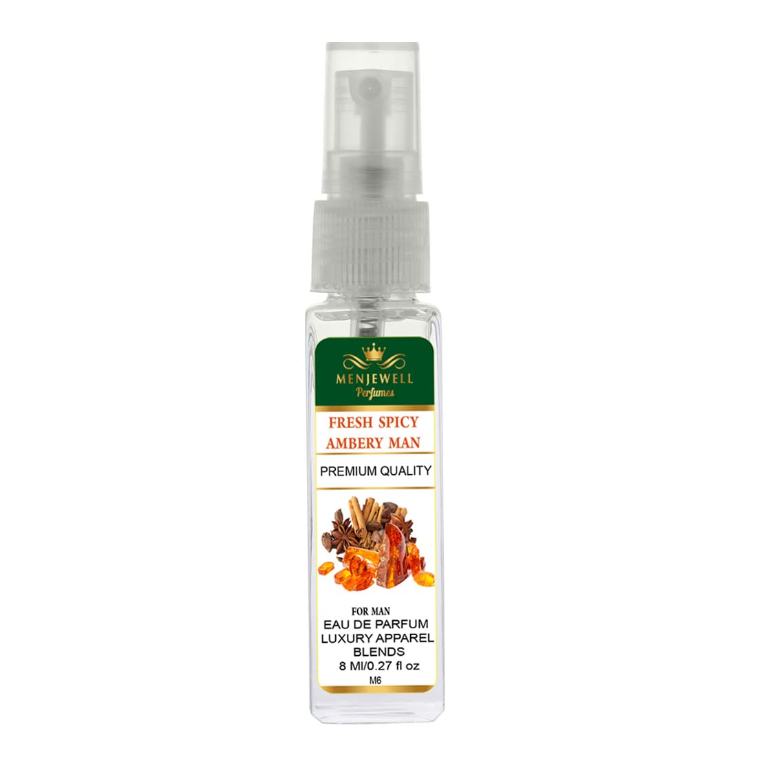 Menjewell Fresh Spicy Ambery Cologne for Men | Luxury Eau De Parfum | 8ml Long-Lasting Fragrance | Perfect for Date Night & Special Occasions