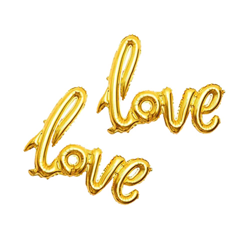 2pcs 41-inch Gold Love Foil Mylar Letter Balloons - Romantic Wedding, Anniversary, Bridal Shower & Birthday Party Decorations - Perfect for Indoor/Outdoor Celebrations, Photo Backdrops & Special Events