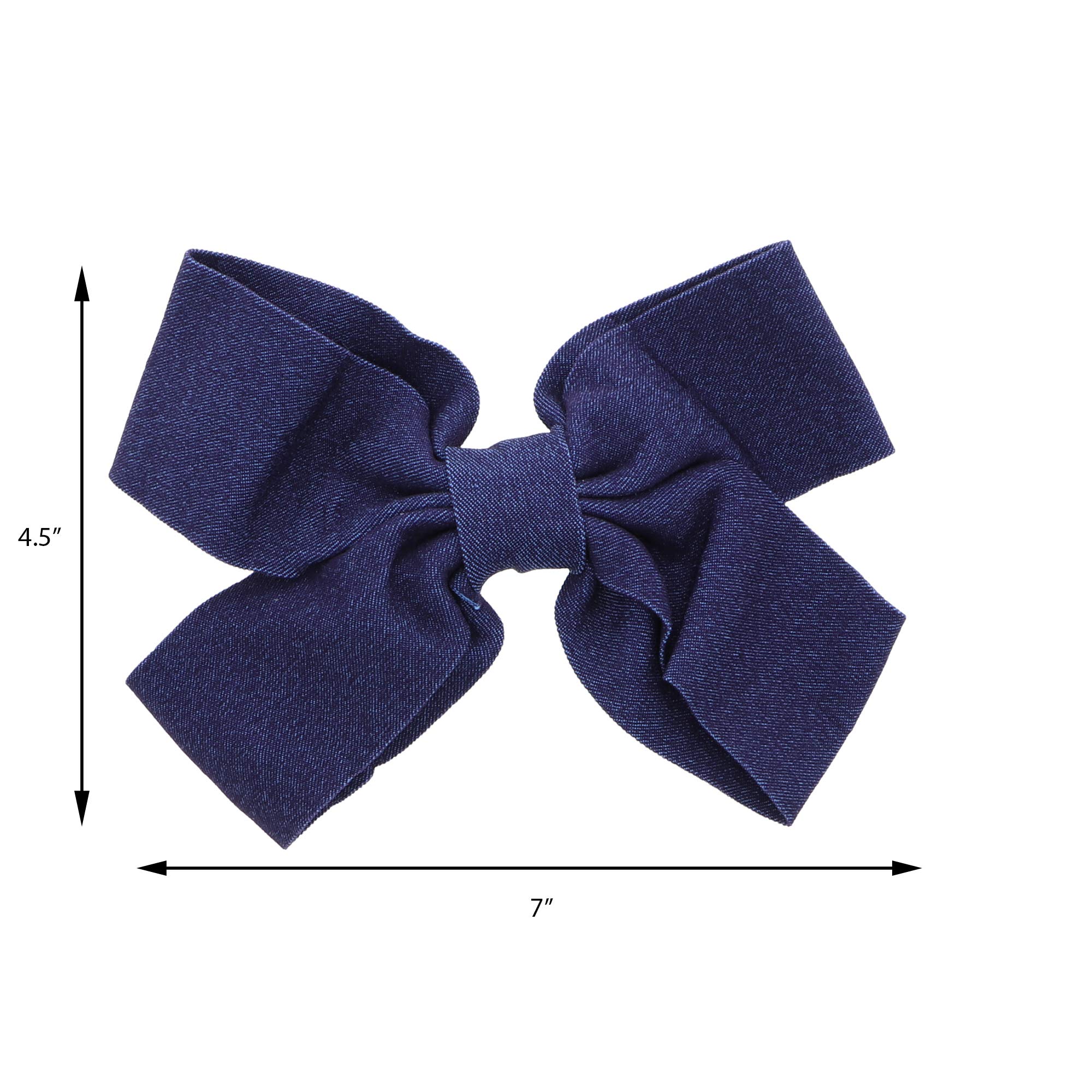 Denim Bow for Girls 7 inch - Dark Blue Hair Bow for Toddlers, Kids, and Teens - Perfect for School, Parties, and Special Occasions