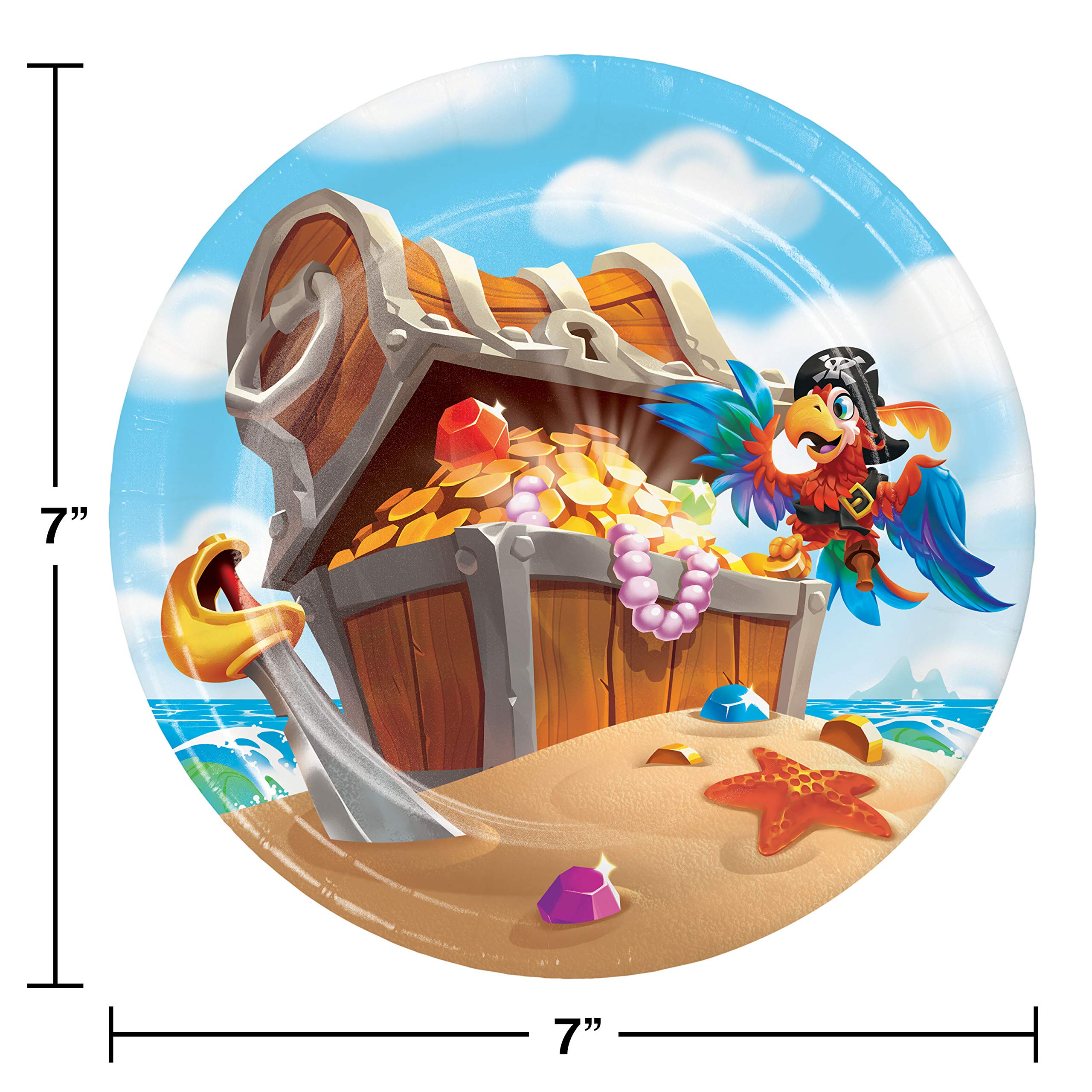 Treasure Island Pirate Themed Dessert Plates - Set of 8 for Kids Birthday Party, Baby Shower & Themed Events - Perfect for Pirate Party Decorations & Cake Serving