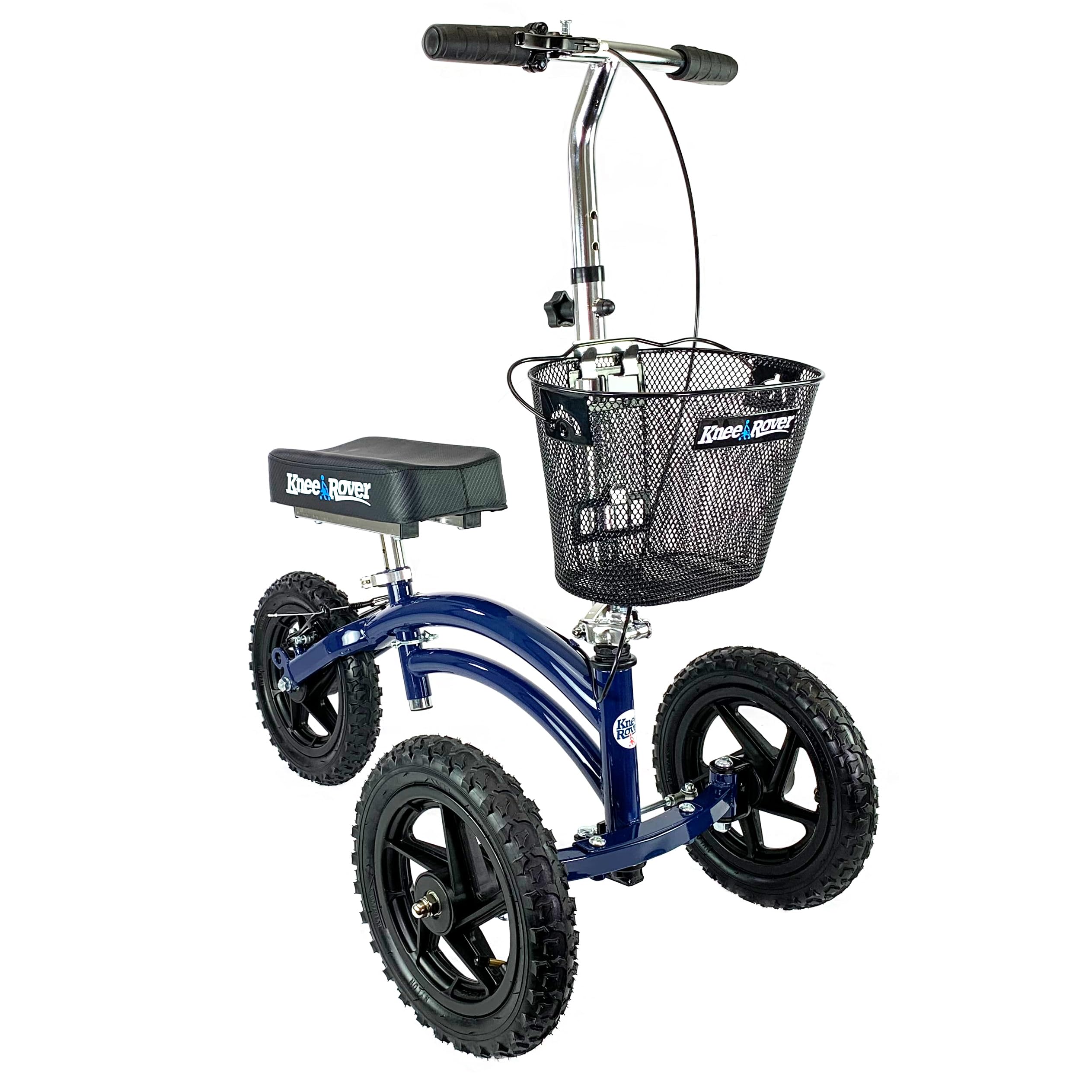 KneeRover Original Steerable All-Terrain Knee Scooter for Adults - Heavy Duty Knee Walker for Foot Surgery, Broken Ankle & Leg Injuries | Mobility Aid for Post-Surgery Recovery & Crutch Alternative (Blue) | Perfect for Indoor/Outdoor Use, Rehabilitation & Daily Mobility