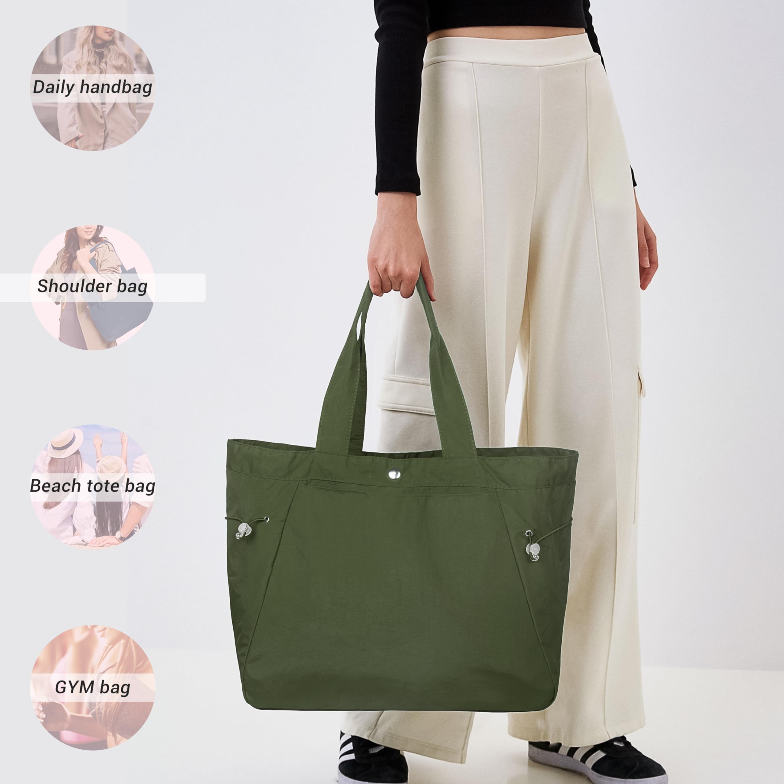 VOLGANIK ROCK Large Tote Bags for Women - Lightweight Shoulder Bag, Gym Bag, Beach Tote & Travel Handbag - Perfect for Work, Shopping, Yoga and Vacation Essentials