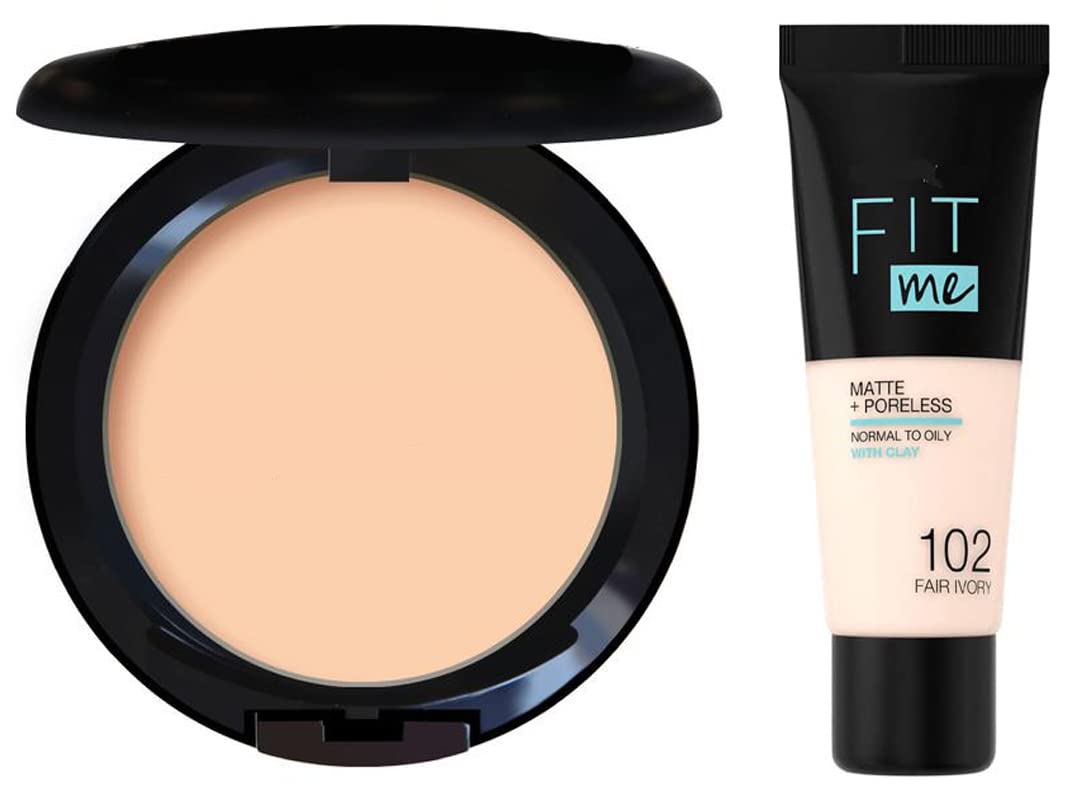 Fair Skin Tone Compact Powder Combo - Oil Control Loose Powder & Liquid Foundation for Glowing Skin | 2-in-1 Makeup Set for Flawless Coverage, Matte Finish & All-Day Wear | Perfect for Daily Use, Special Occasions & Professional Makeup Looks