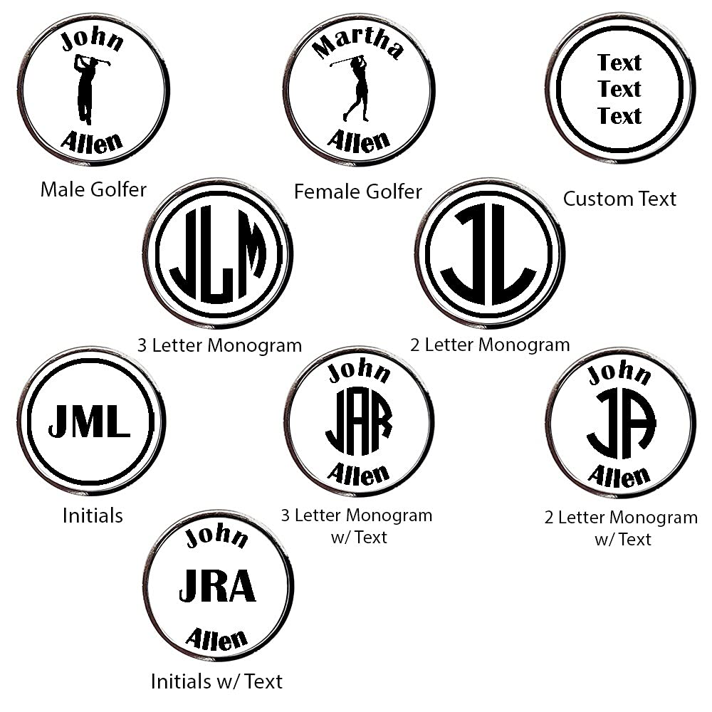 Eureka Golf Personalized Divot Tool & Ball Marker Hat Clip Set - 3 Finishes & 9 Engraving Options - Monogram or Custom Text - Perfect Golf Gift for Men & Women - Ideal for Tournaments & Practice