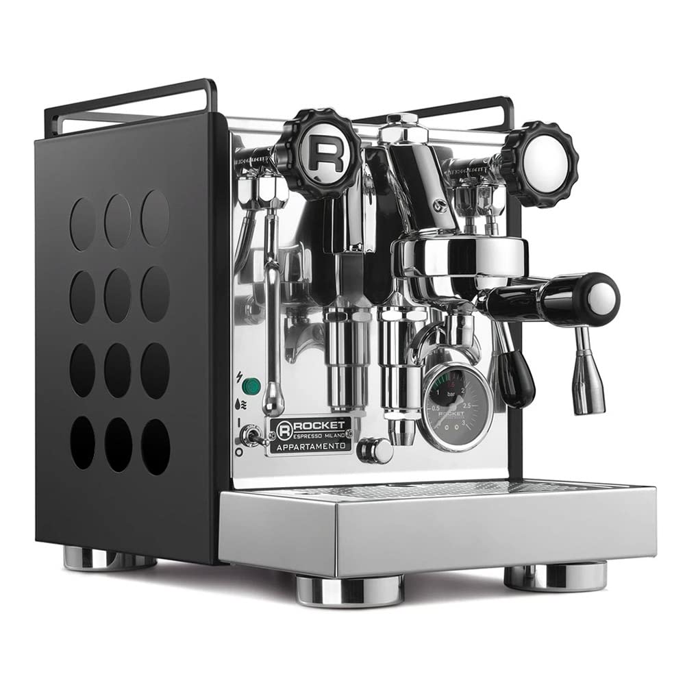 Rocket Espresso Appartamento Nera Semi-Automatic Espresso Machine - Professional Italian Coffee Maker for Home & Cafe Use - Perfect for Latte, Cappuccino & Espresso Lovers