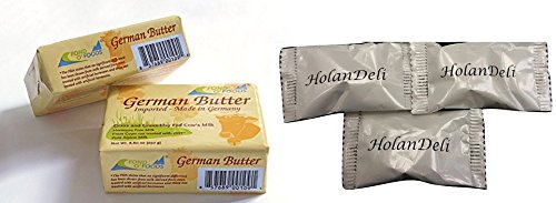Premium Allgau Grass-Fed German Unsalted Butter (Pack of 6) with Free HolanDeli Chocolate Mints - Perfect for Baking, Cooking & Gourmet Recipes