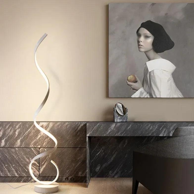 Modern Spiral Floor Lamp - Contemporary Art Design for Living Room, Bedroom & Office Lighting - Stylish Home Decor & Ambient Lighting Solution