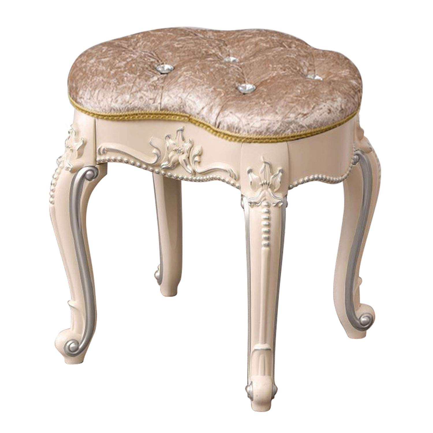 Elegant White Heart-Shaped Vanity Stool - Carved Shoe Bench & Fashionable Nail Salon Stool (42x32x46cm) | Perfect for Bedroom Dressing Table, Shoe Changing Area & Nail Salon Decor