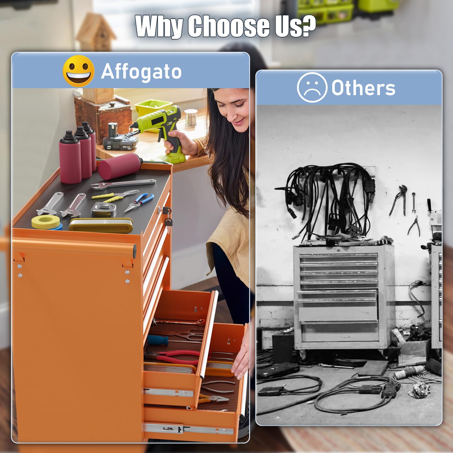 5-Drawer Rolling Tool Chest - Heavy Duty Metal Tool Storage Organizer Cart with Locking System & 4 Swivel Wheels | Multifunctional Mechanic Tool Cart for Garage, Workshop, Auto Repair | Durable Orange Tool Chest for Professional Mechanics & DIY Enthusiasts | Perfect for Organizing Wrenches, Screwdrivers & Power Tools