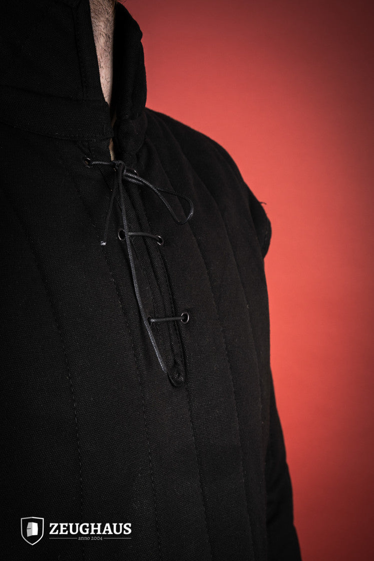 Medieval Gambeson with Side Buckles - Black Historical Armor for LARP, Cosplay & Renaissance Fairs | Authentic Protective Tunic for Reenactment