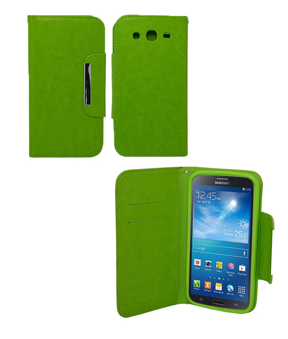 Samsung Galaxy Mega 5.8 Wallet Case - Premium PU Leather Flip Folio Cover with Card Slots & Kickstand | Protective Phone Holder for Samsung i9150 (Green) | Perfect for Business, Travel & Everyday Use