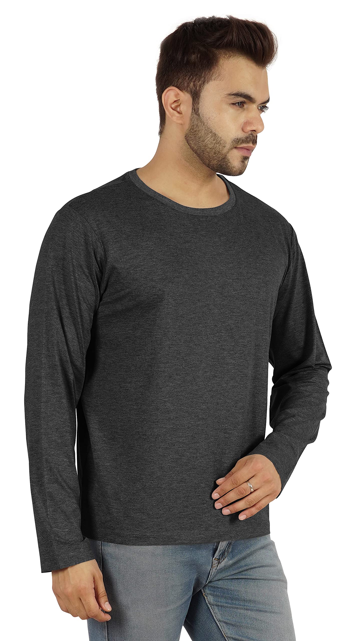 Inkmeso Men's Long Sleeve Cotton T-Shirt - Lightweight Basic Solid Color Casual Shirt for Everyday Wear, Work & Outdoor Activities