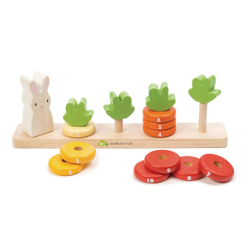 Counting Carrots Wooden Stacker - Montessori Math Learning Toy for Toddlers | Educational Counting Game for Kids | Perfect for Preschool Classroom & Homeschool Activities