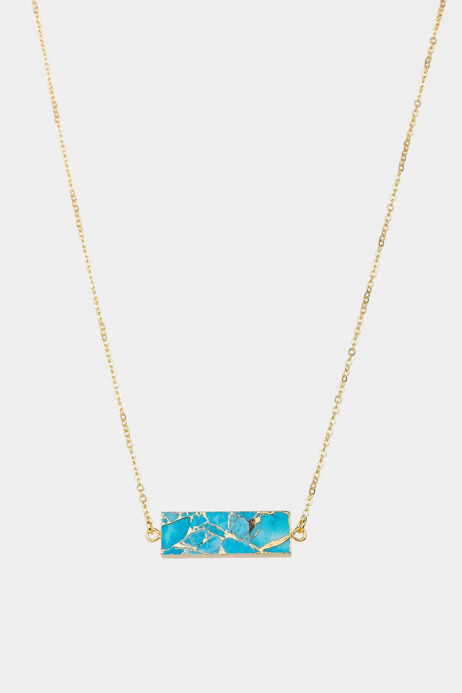 Mojave Rectangle Stone Pendant Necklace for Women - Handmade Boho Jewelry with Natural Gemstone - Perfect for Casual Wear, Layering & Gift Giving