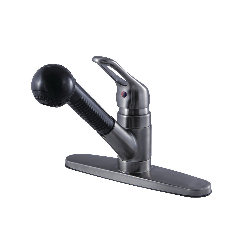 Kingston Brass KB701SP Single Handle Pull Out Kitchen Faucet - Stainless Steel, High Arc Design for Modern Kitchens | Perfect for Washing Dishes, Filling Pots & Cleaning Countertops