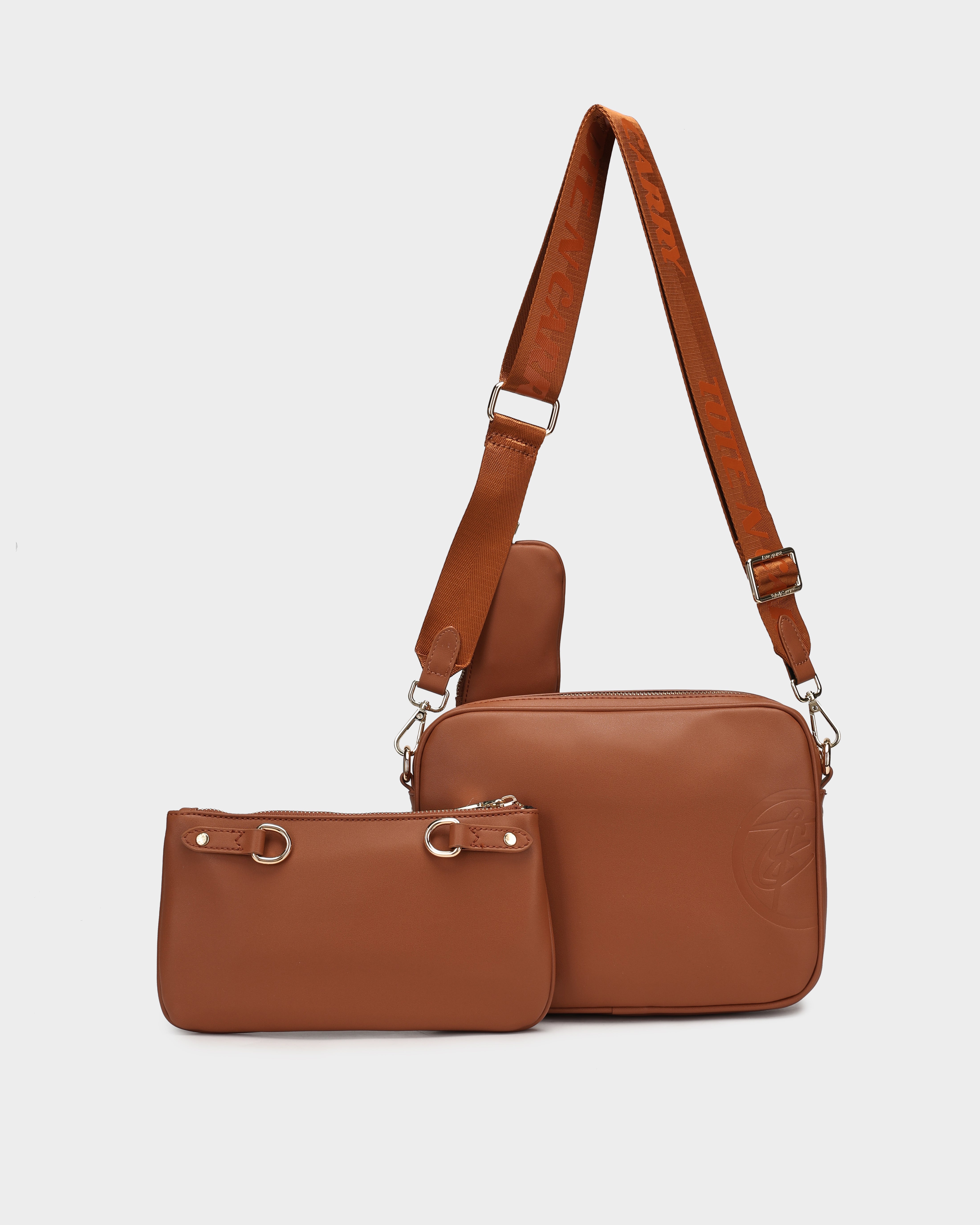 Apollo 2 Crossbody Bag Set - Caramel Brown Leather Purse for Women | Stylish Shoulder Bag & Wallet Combo | Perfect for Work, Travel & Everyday Use