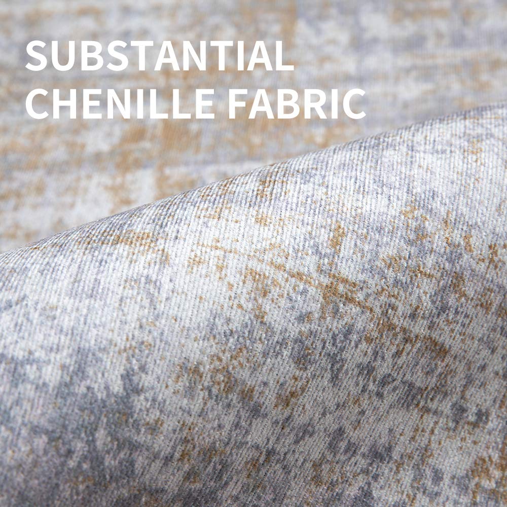 Jinchan 2x3 Non-Slip Rug - Abstract Distressed Taupe Washable Mat for Kitchen, Bathroom & Living Room