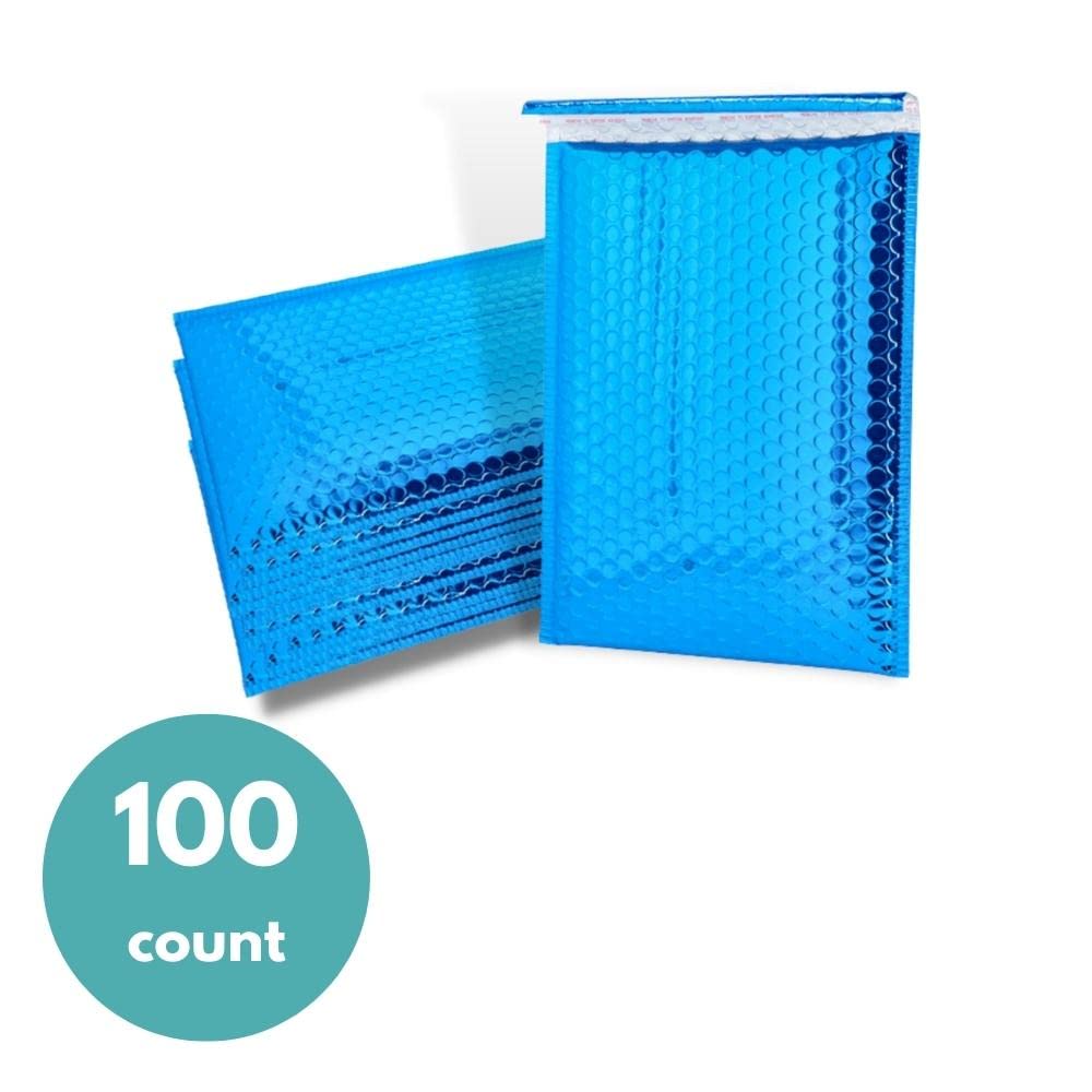 16x17.5 Inch Bubble PolyMailer Padded Envelopes - 100 Pack, Self-Sealing Peel & Stick, Blue - Perfect for Shipping Clothes, Books, Jewelry & Small Items Safely