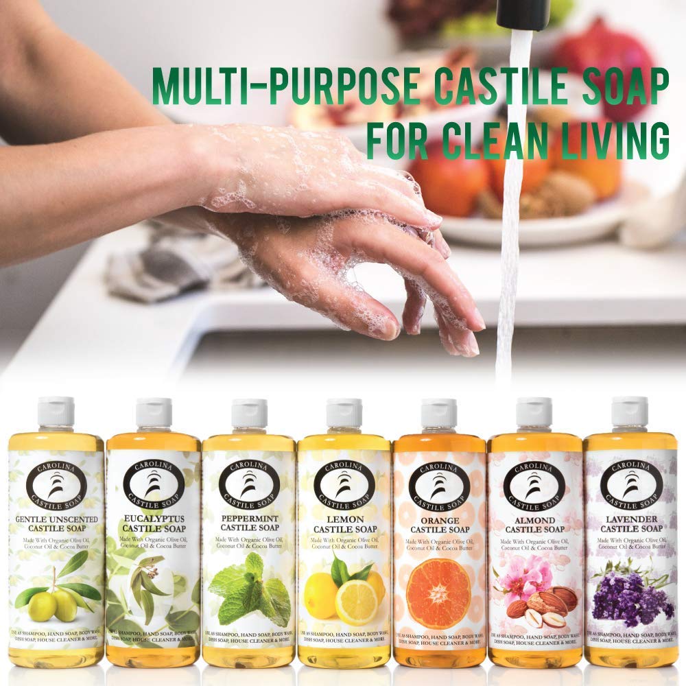 Organic Citrus Castile Soap Bundle - 2 Pack (Orange & Lemon) | 1 Gallon Olive Oil Soap with Cocoa Butter | USDA Certified | Refill Size for Body Wash, Shampoo & Household Cleaning | Eco-Friendly & Vegan Soap for Sensitive Skin | Perfect for Bath, Shower & Natural Home Care