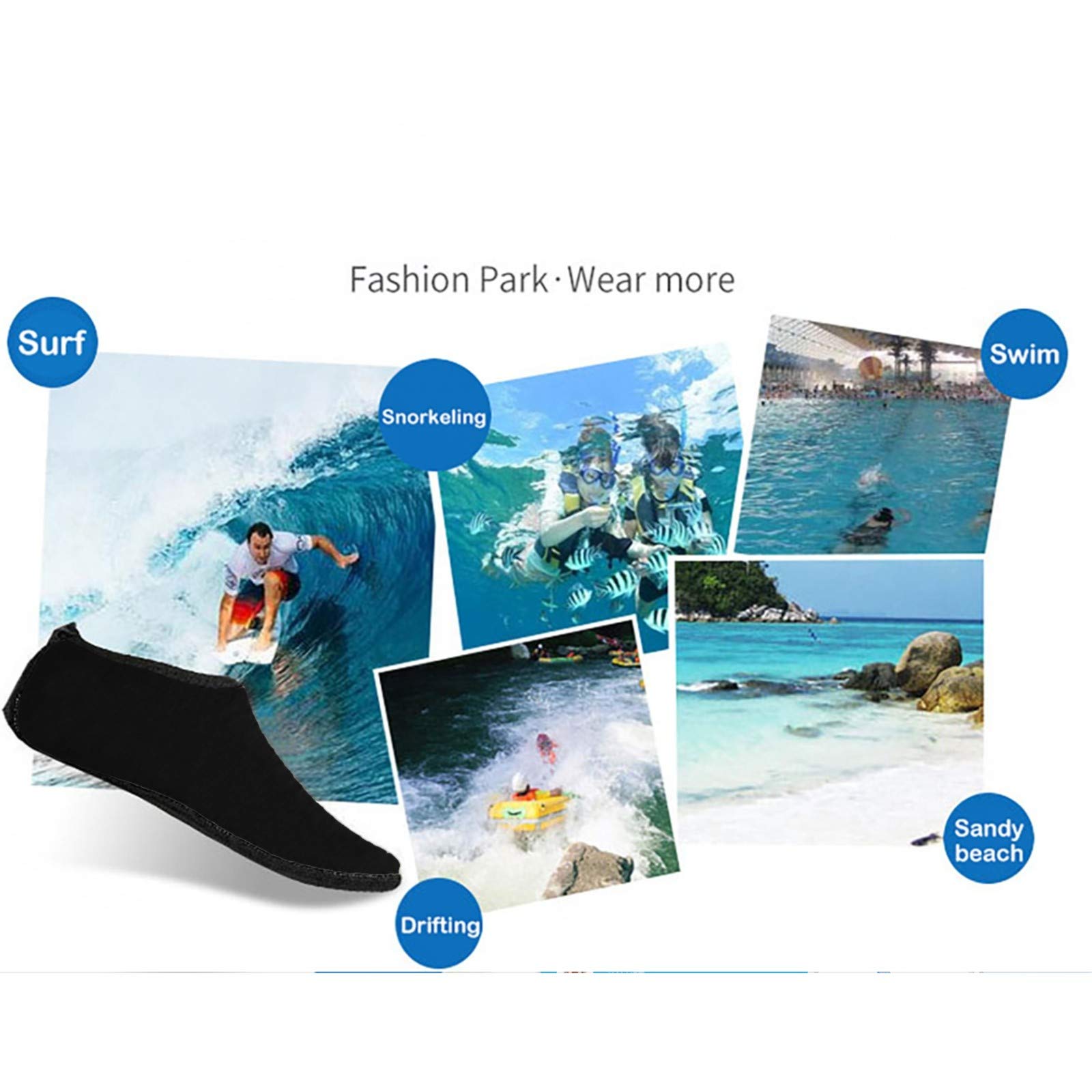 Breathable Water Shoes for Women - Non-Slip Aqua Socks for Beach, Surfing, Yoga & Outdoor Activities | Lightweight Quick-Dry Swim Shoes | Perfect for Summer Water Sports & Couples Vacations (Black, Size 8.5)