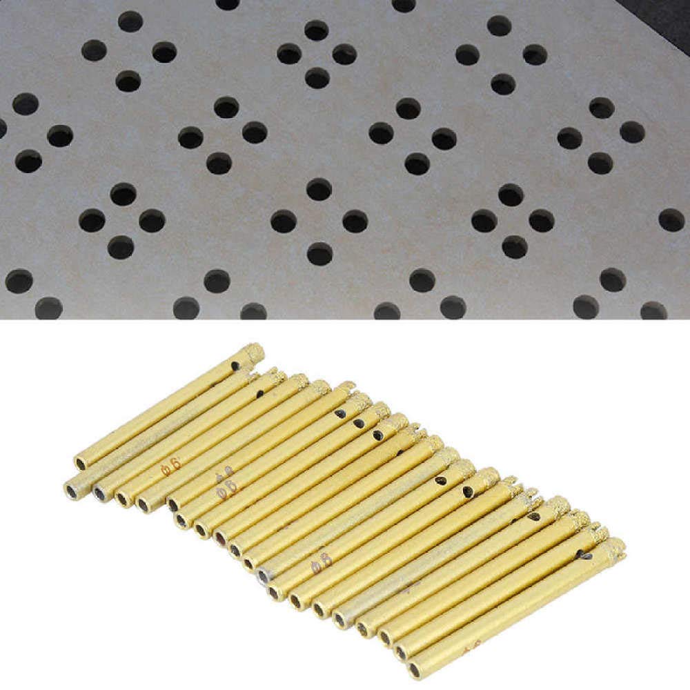 20PCs Diamond Drill Bit Set - 6mm Gold Brazing Hole Opener for Glass, Ceramic Tiles & Granite - Electric/Hand Drill Accessories for DIY Projects & Home Renovations