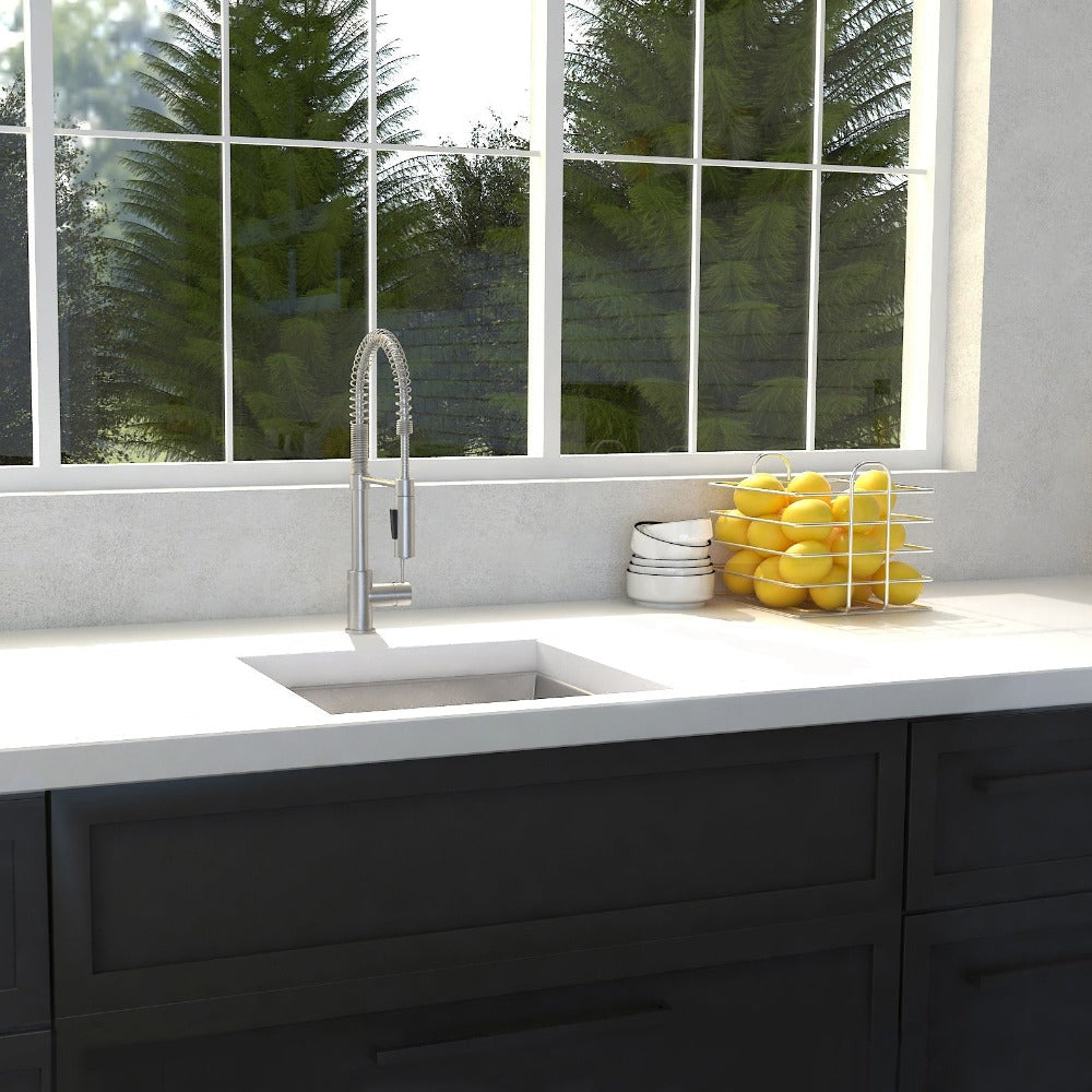 ZLINE Boreal 15-Inch Undermount Single Bowl Stainless Steel Kitchen Sink - SUS 15 - Perfect for Bar, Prep, and Small Space Kitchens