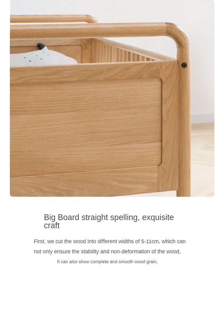 Premium Oak Solid Wood Toddler Bed - Convertible, Multi-Functional Kids Bed with Safety Rails | Perfect for Nursery, Daycare & Small Bedrooms