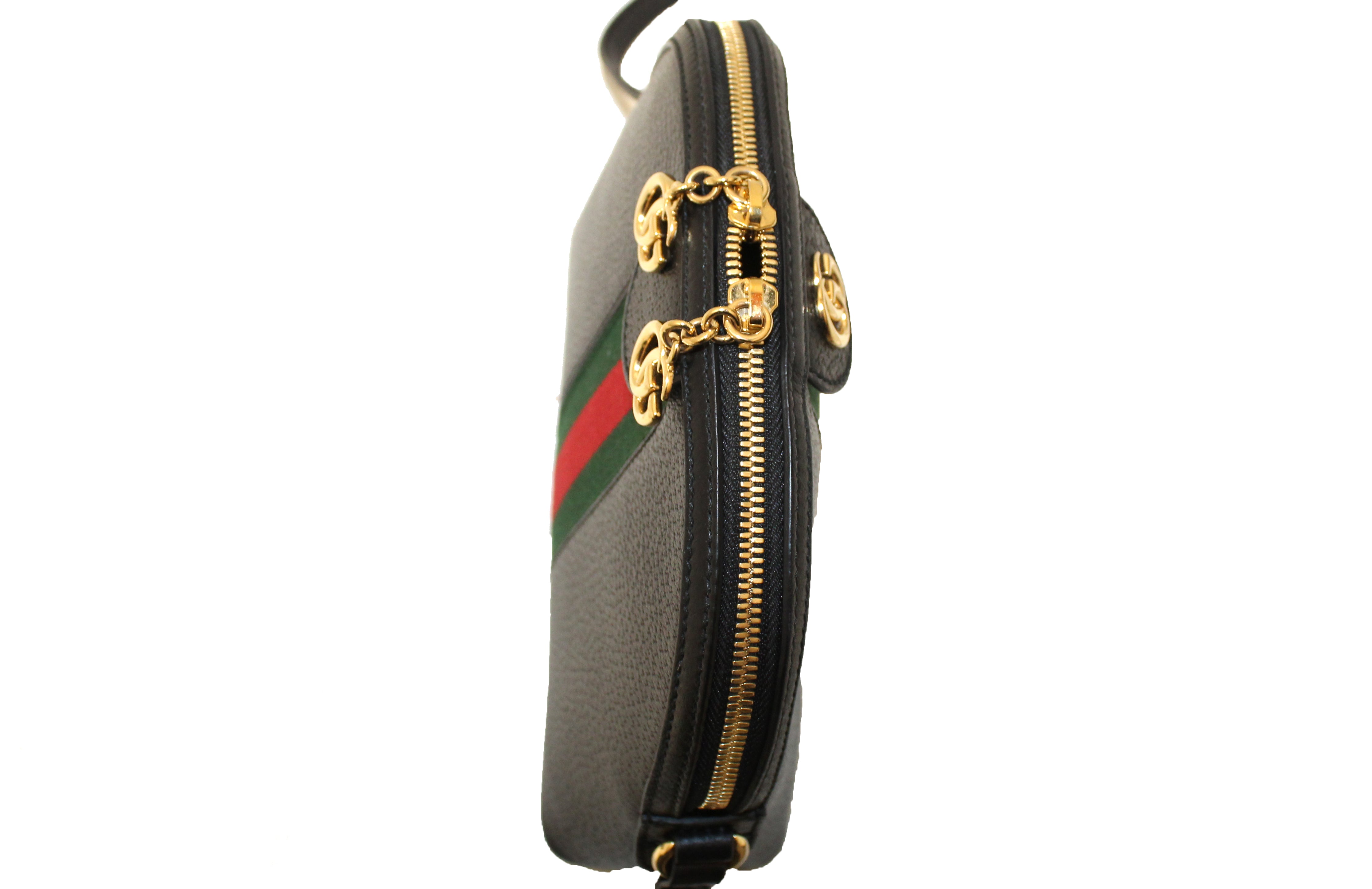 Authentic Gucci Black Calfskin Leather Web GG Small Ophidia Dome Shoulder Bag for Women | Luxury Crossbody Purse | Perfect for Date Night, Parties & Travel
