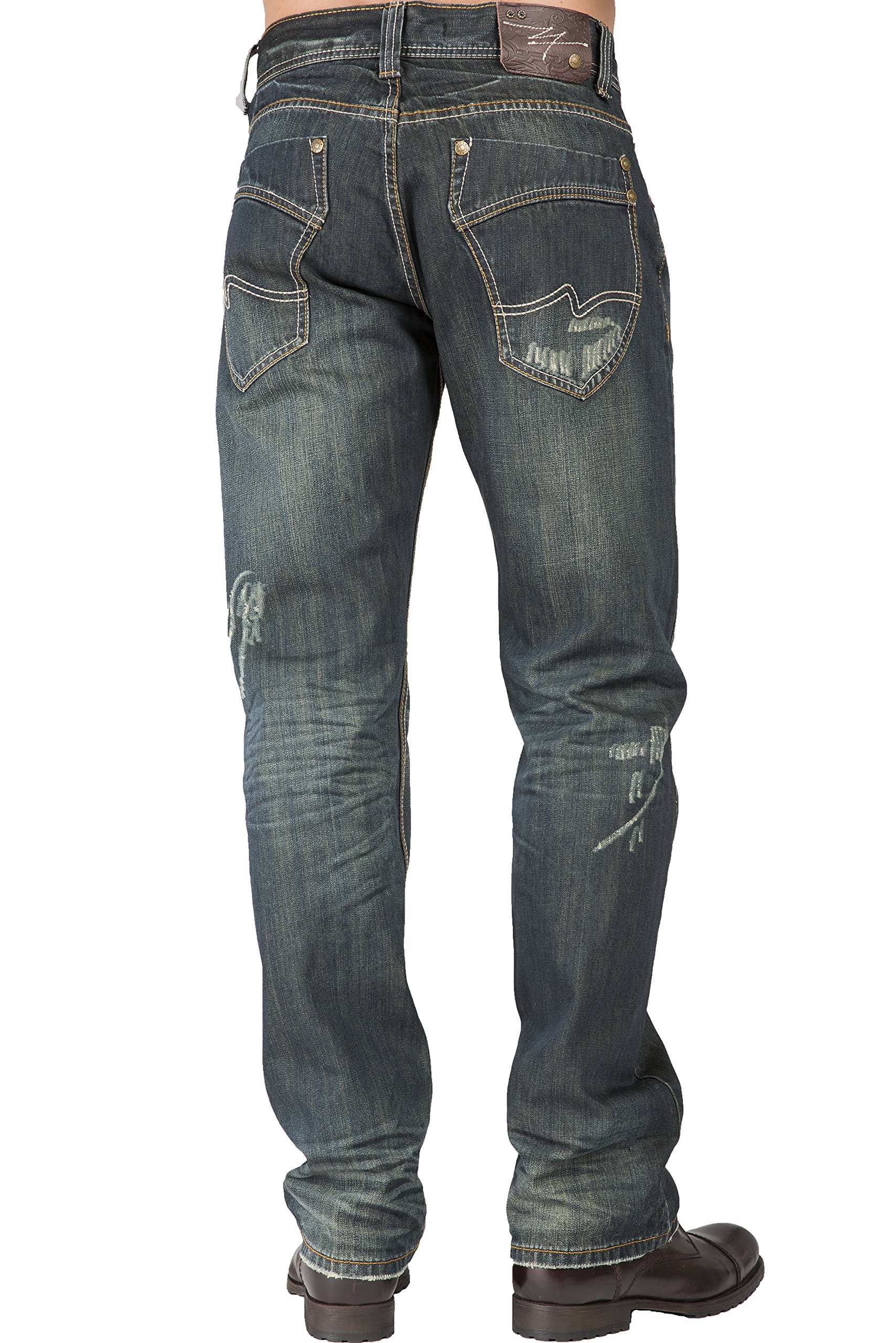Premium Men's Relaxed Straight Fit Denim Jeans - Handcrafted Wash & Whiskering - Classic 5-Pocket Design - Comfortable Casual Wear for Everyday & Work