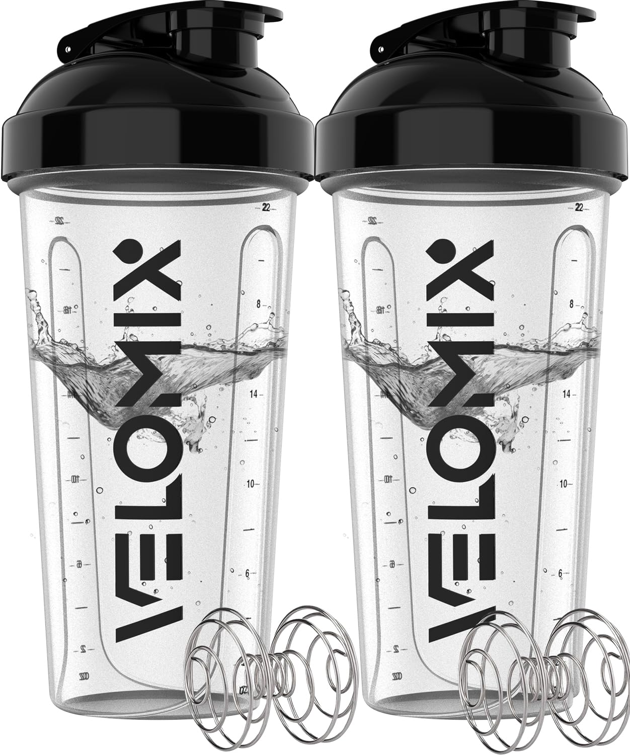 2-Pack 28oz Protein Shaker Bottles with Wire Whisk - Leak Proof Blender Cups for Protein Powder, Pre Workout & Meal Replacement Shakes - BPA Free Gym Water Bottles for Fitness, Bodybuilding & Post Workout Recovery