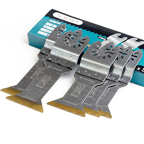 Acroma 5-Piece Universal Oscillating Multitool Blade Set - Titanium-Enhanced M42 HSS Bi-Metal Blades with 2