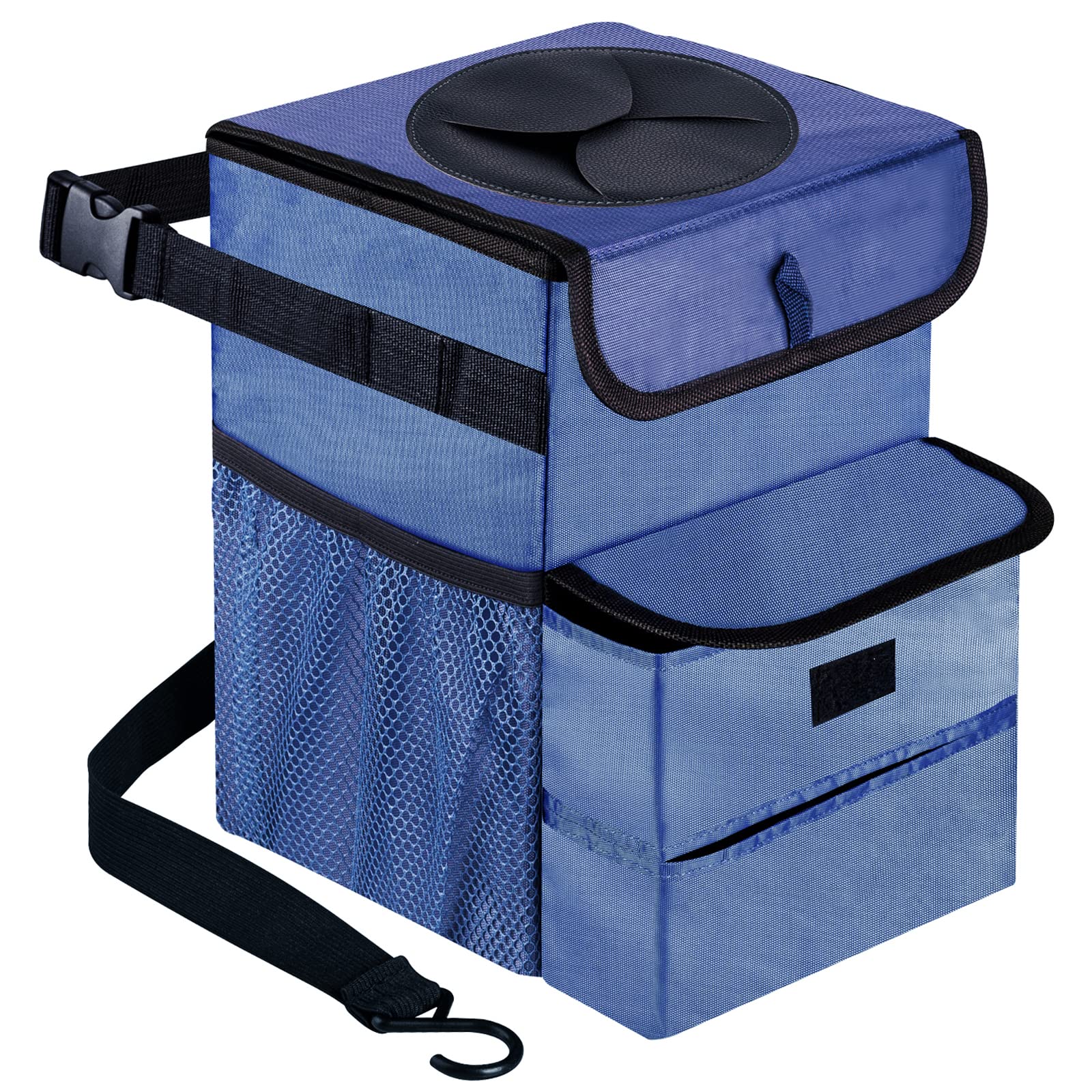 GPUSFAK Foldable Leakproof Car Trash Can - 3 Gallon Auto Garbage Bin for Vehicles (Navy Blue) | Perfect for Road Trips, Commuting & Keeping Your Car Clean