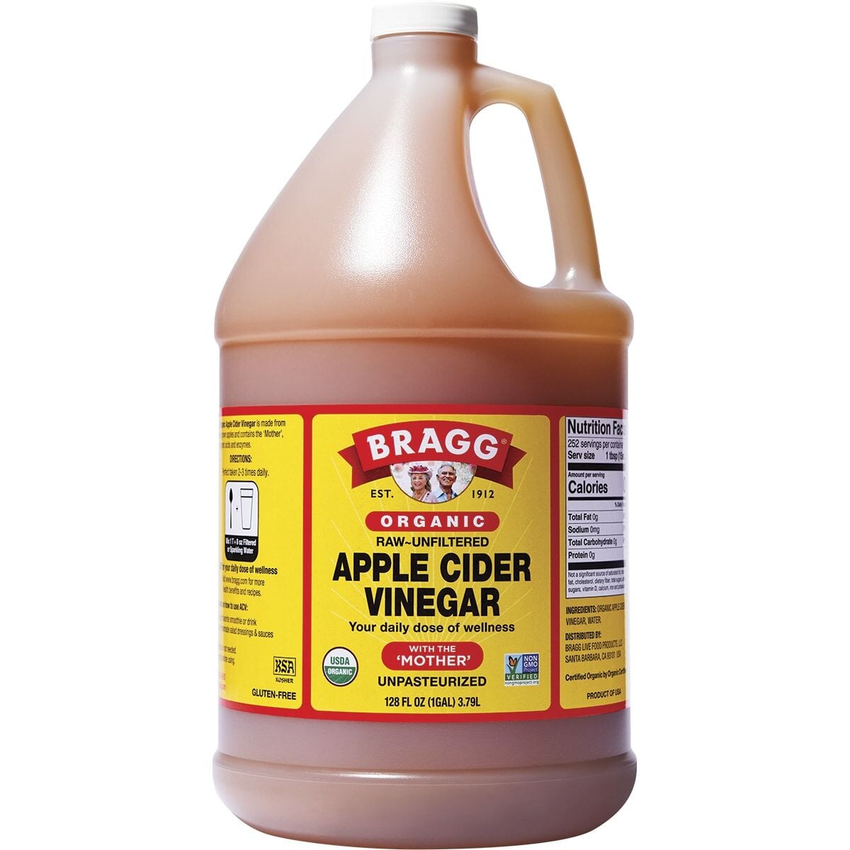 Bragg Organic Apple Cider Vinegar with Mother - Raw, Unfiltered, Gluten-Free - Supports Digestion & Weight Loss - Perfect for Salad Dressings, Detox Drinks & Home Remedies