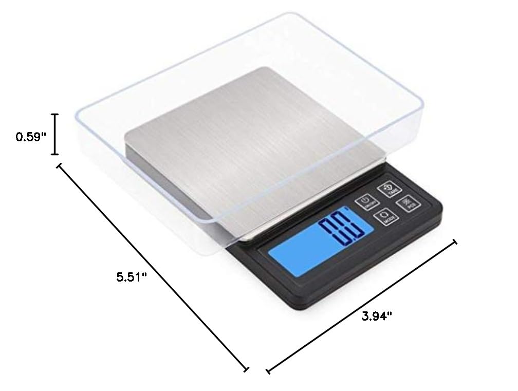 0.01g/3kg Digital Kitchen Scale - High Precision Electronic Food Scale with LCD Display for Cooking, Baking, Coffee & Jewelry | Portable Multifunctional Gram Scale for Home & Commercial Use (Black, 2kg/0.1g) - Perfect for Meal Prep, Weight Loss Tracking & Small Business Packaging