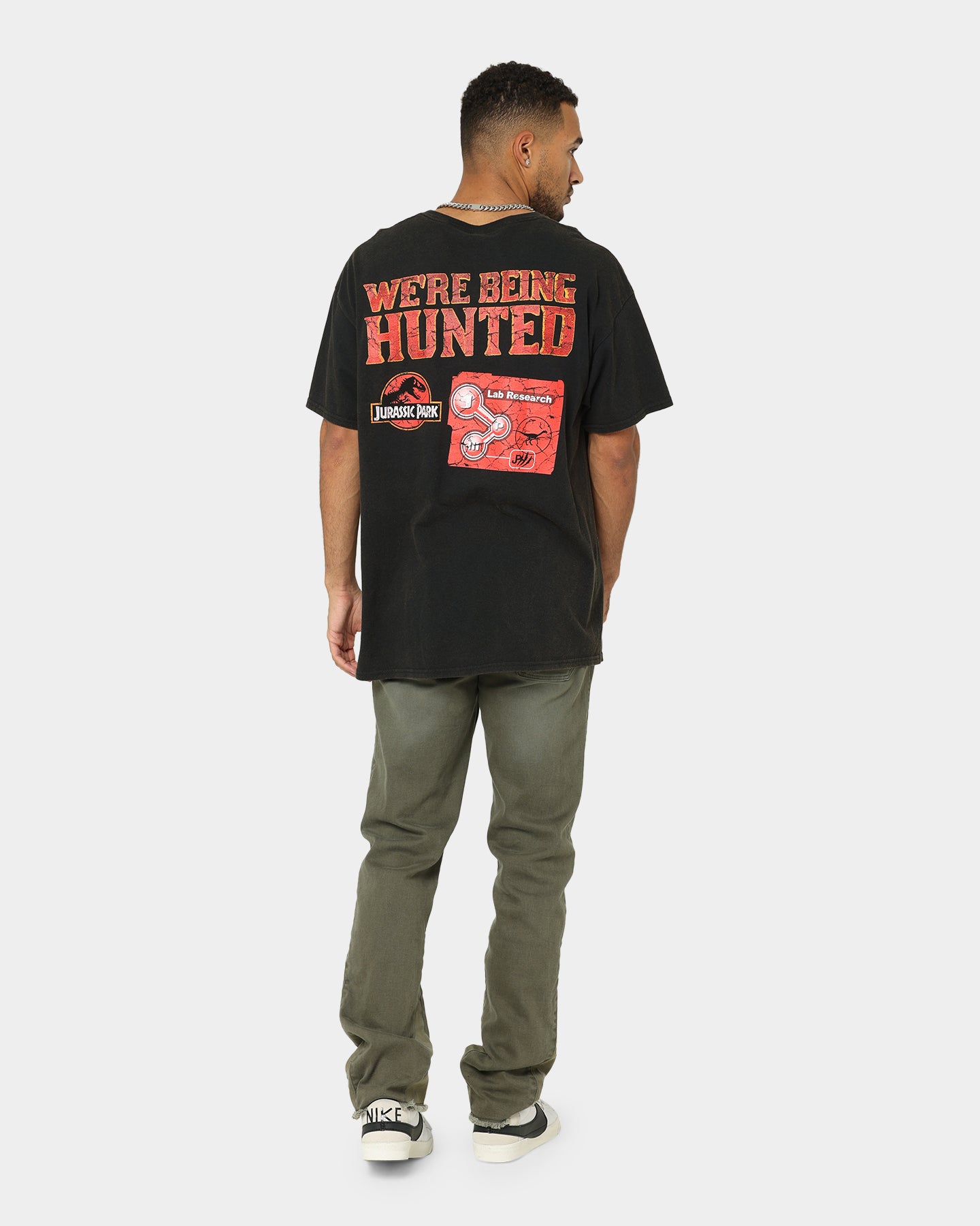 Vintage Jurassic Park Mega Mayhem Graphic T-Shirt - Black Distressed Wash - Retro Movie Tee for Men & Women - Perfect for Casual Wear, Cosplay & Dinosaur Theme Parties