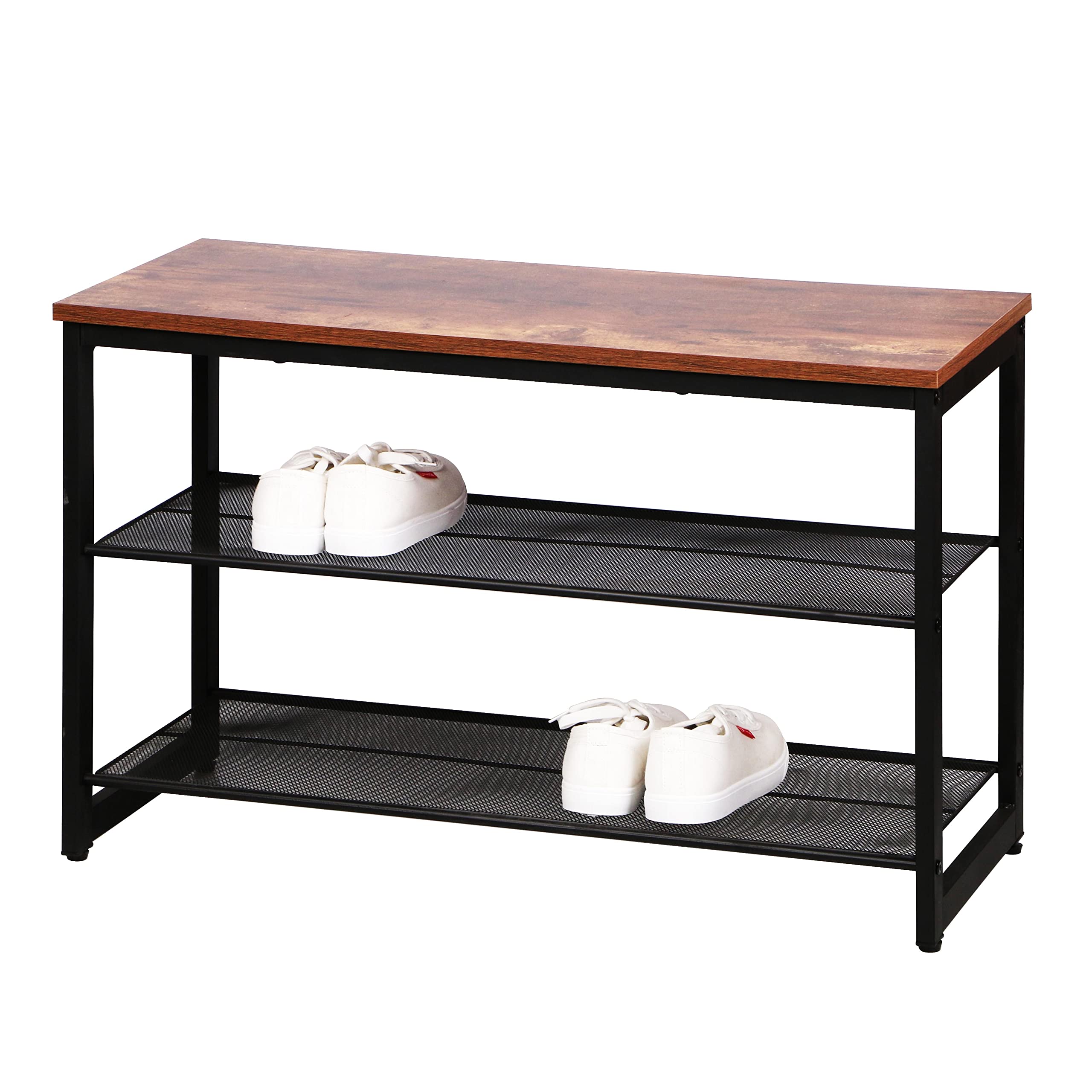 2-Tier Engineered Wood Shoe Storage Bench - Entryway Organizer with Seating | Space-Saving Shoe Rack for Hallway, Bedroom & Mudroom Organization
