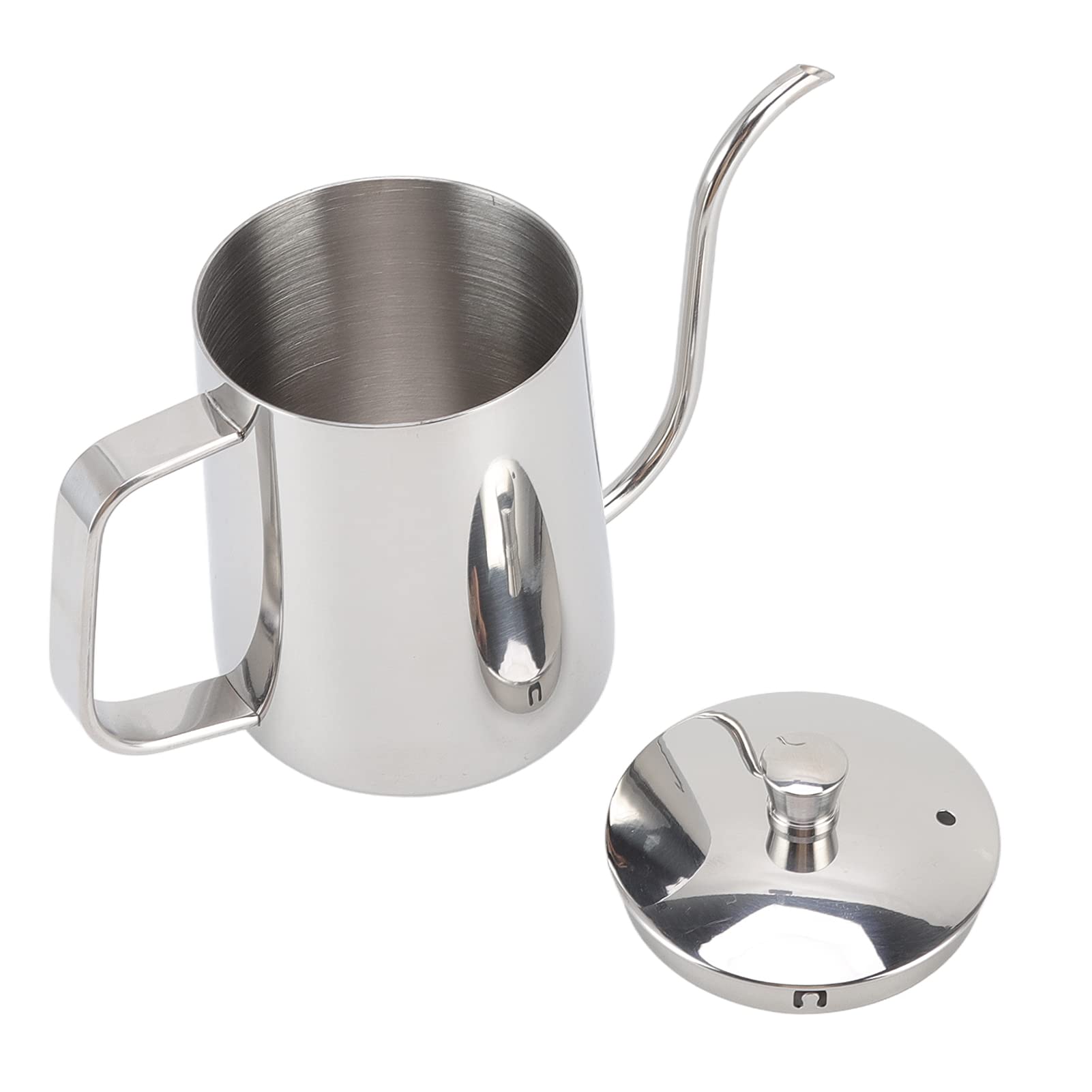 Premium Stainless Steel Pour Over Coffee Kettle - 600ml Mini Drip Coffee Maker with Long Narrow Spout for Precise Pouring | Perfect for Home Brewing, Specialty Coffee Shops & Camping (Silver)