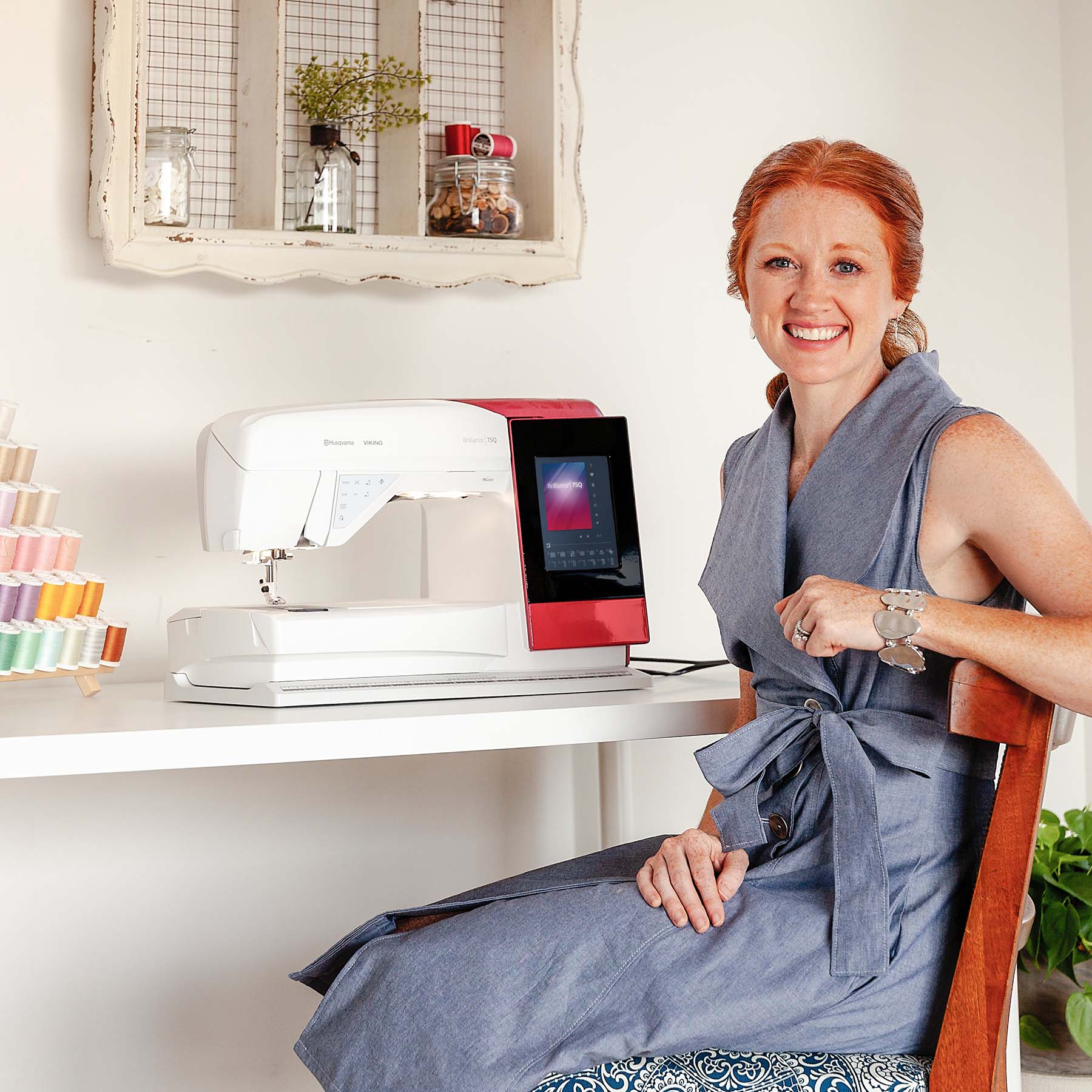 Refurbished HUSQVARNA VIKING BRILLIANCE 75Q Sewing Machine - Professional Quilting & Embroidery for Home & Studio Use