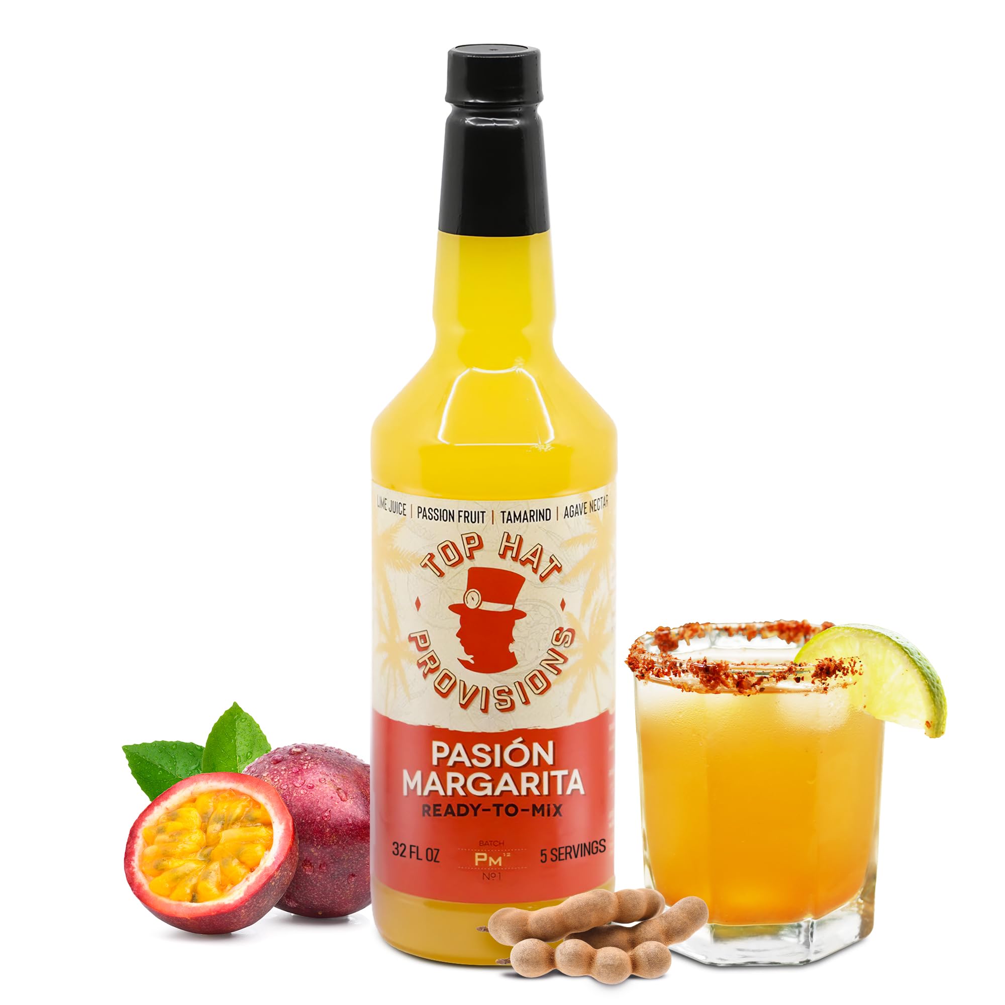 Premium Passion Fruit Margarita Mix - Handcrafted with Real Passion Fruit, Organic Agave Nectar & Lime Juice - Low Calorie Cocktail Mixer - 32oz Bottle - Perfect for Parties, Summer BBQs & Tropical Themed Events