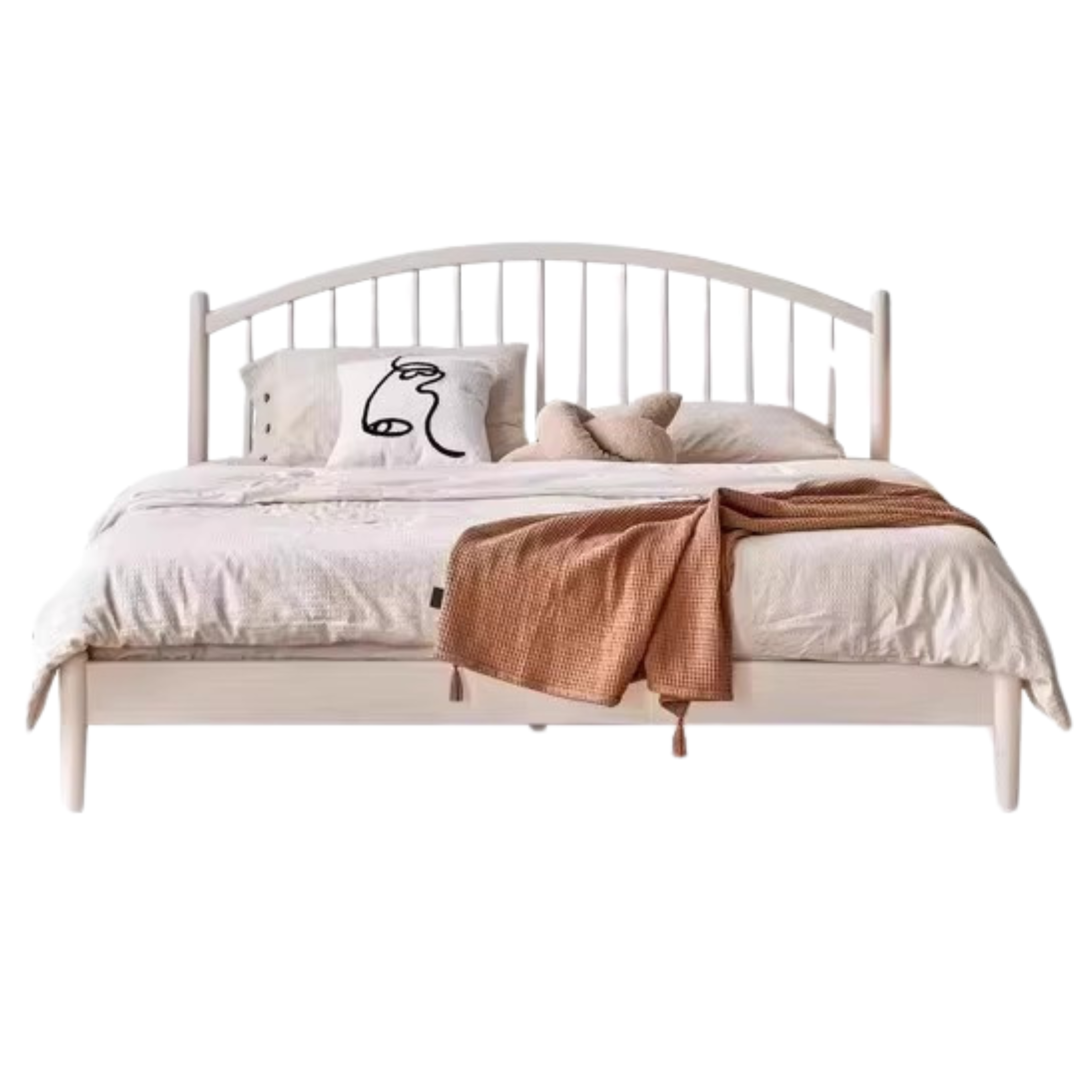 Solid Wood Bed Frame - Beech or Poplar - Queen/King Size - Modern & Sturdy Design for Bedroom, Guest Room, or Dorm - Free Shipping & Easy Assembly