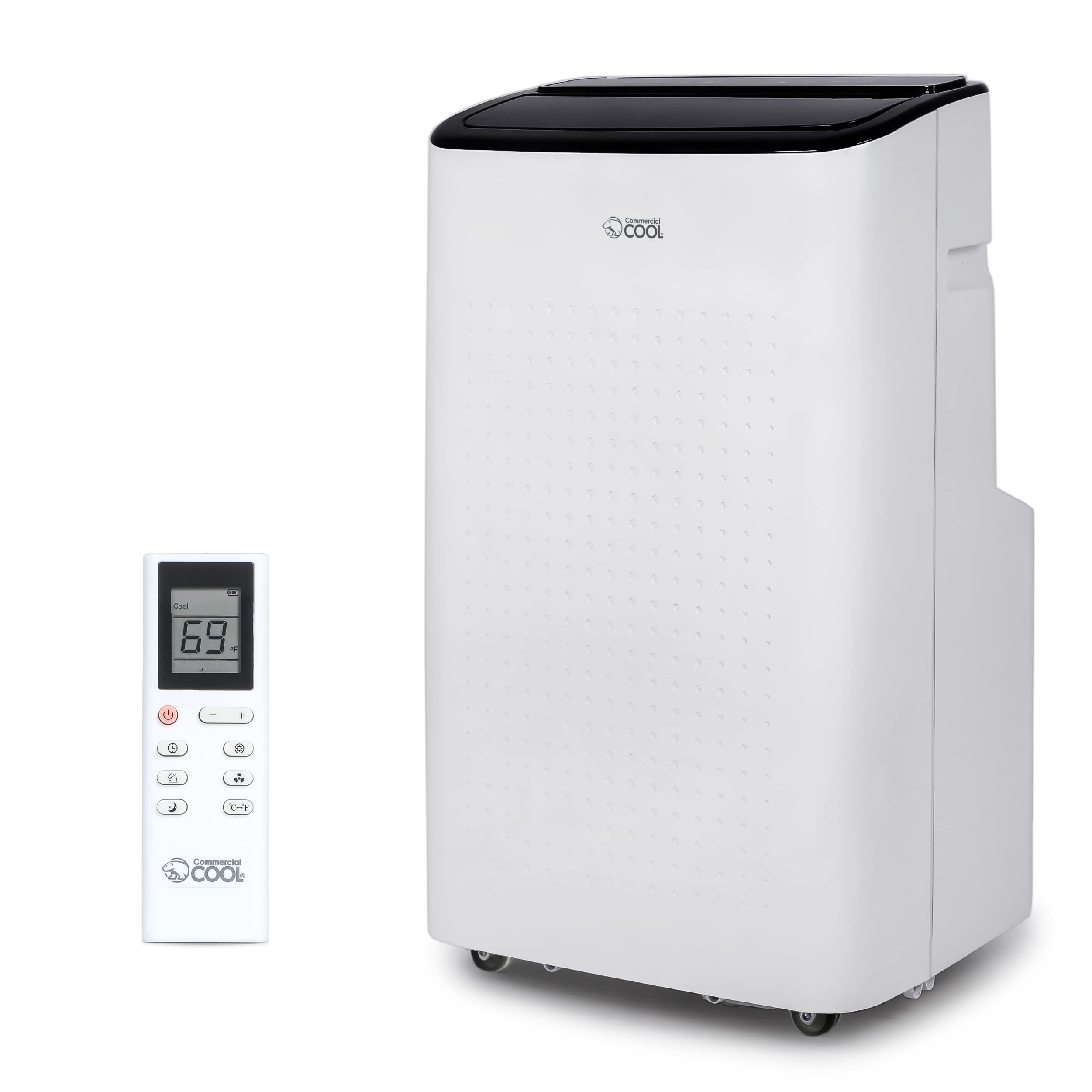 COMMERCIAL COOL 12,000 BTU Portable Air Conditioner with Dehumidifier & Fan - Cools Rooms up to 550 Sq.Ft - Includes 2 Remote Controls - White - Perfect for Bedrooms, Living Rooms & Home Offices