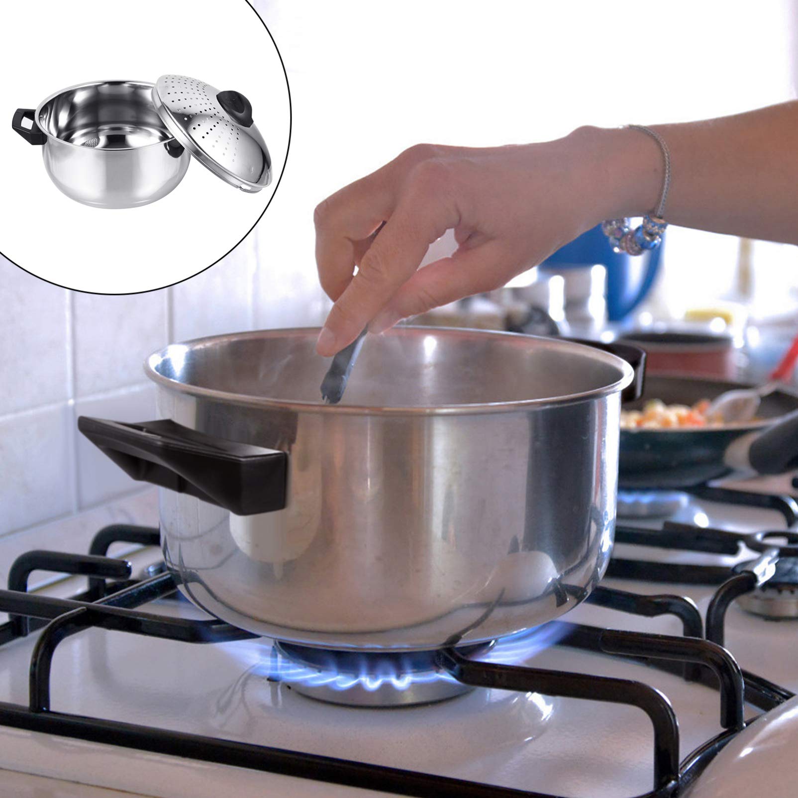 DOITOOL 8 Quart Stainless Steel Stock Pot with Lid - Heavy Duty Soup Pot, Pasta Pot, Steamer for Cooking, Boiling, Canning - Ideal for Home Kitchen, Restaurant & Catering Use