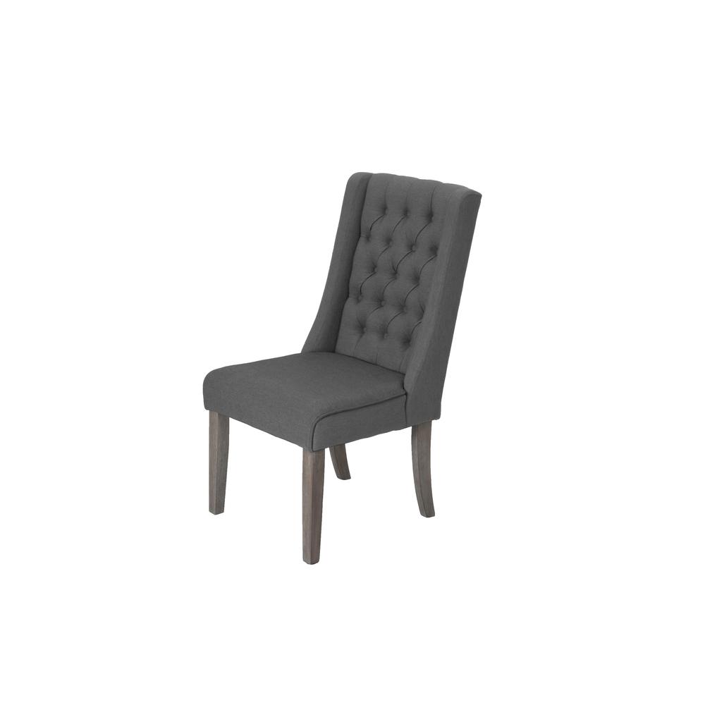 **Set of 2 Gray Upholstered Side Chairs with Tufted Buttons - Elegant Dining Room Accent Chairs for Home, Office, or Restaurant**