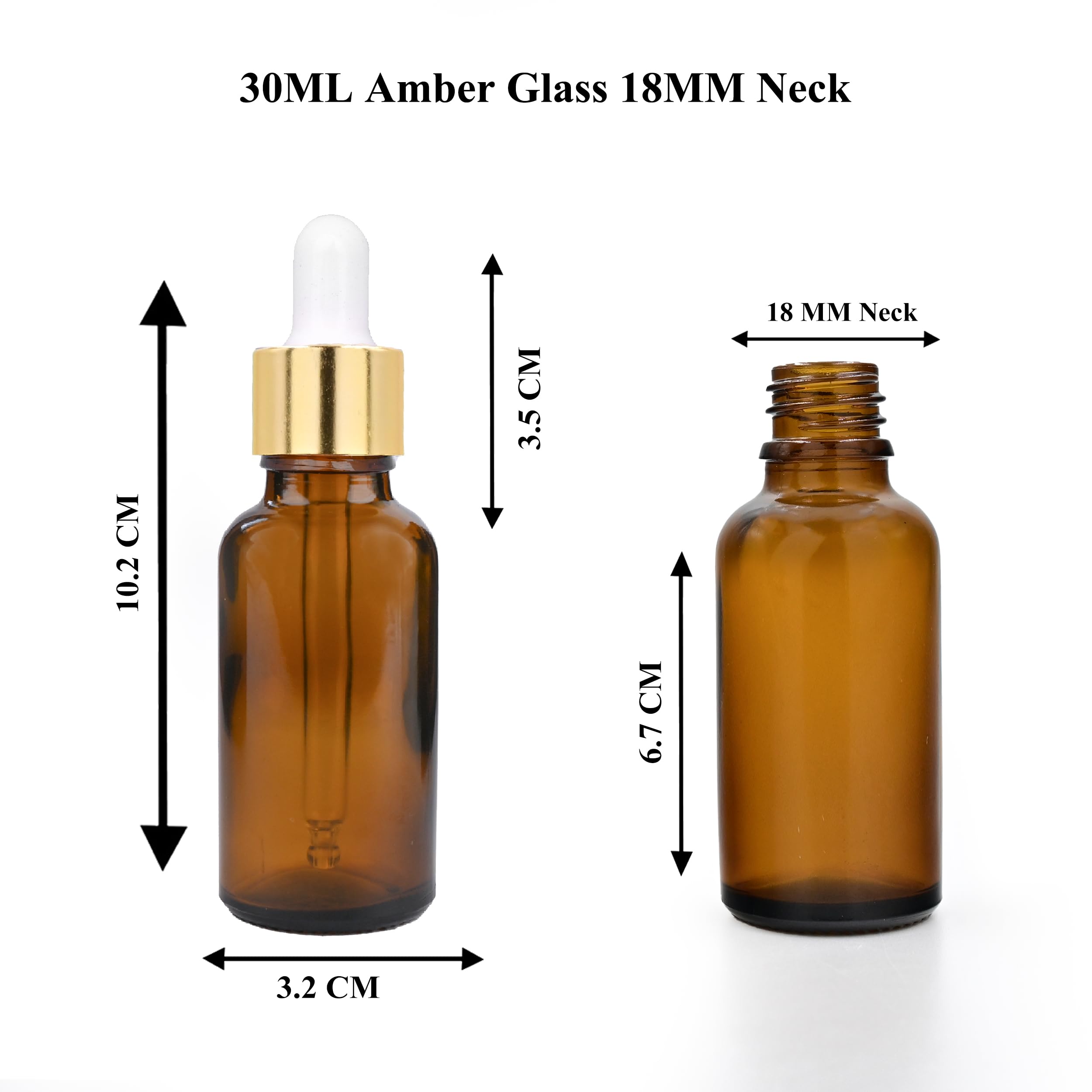Happy Packaging 30ML Amber Round Empty Glass Bottle with Glass Dropper & Gold Sleeve - Leak Proof Refillable Essential Oil Bottles for DIY Perfumes, Serums, Aromatherapy - Perfect for Home, Spa, and Travel Use